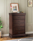 Transitional 5-Drawer Dresser Chest with Classic Bracket Feet