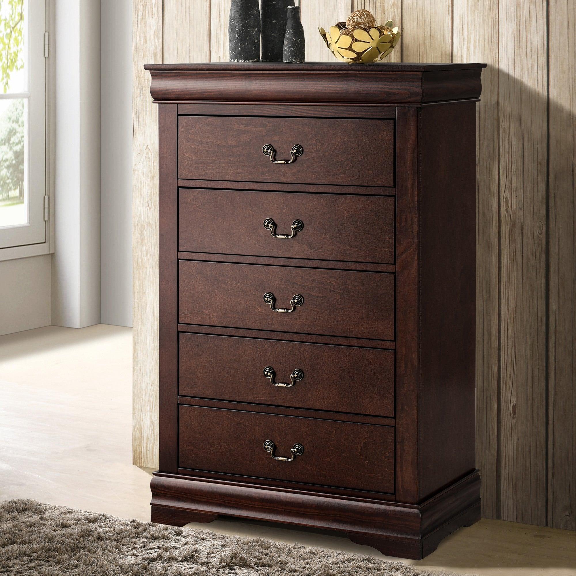 Transitional 5-Drawer Dresser Chest with Classic Bracket Feet