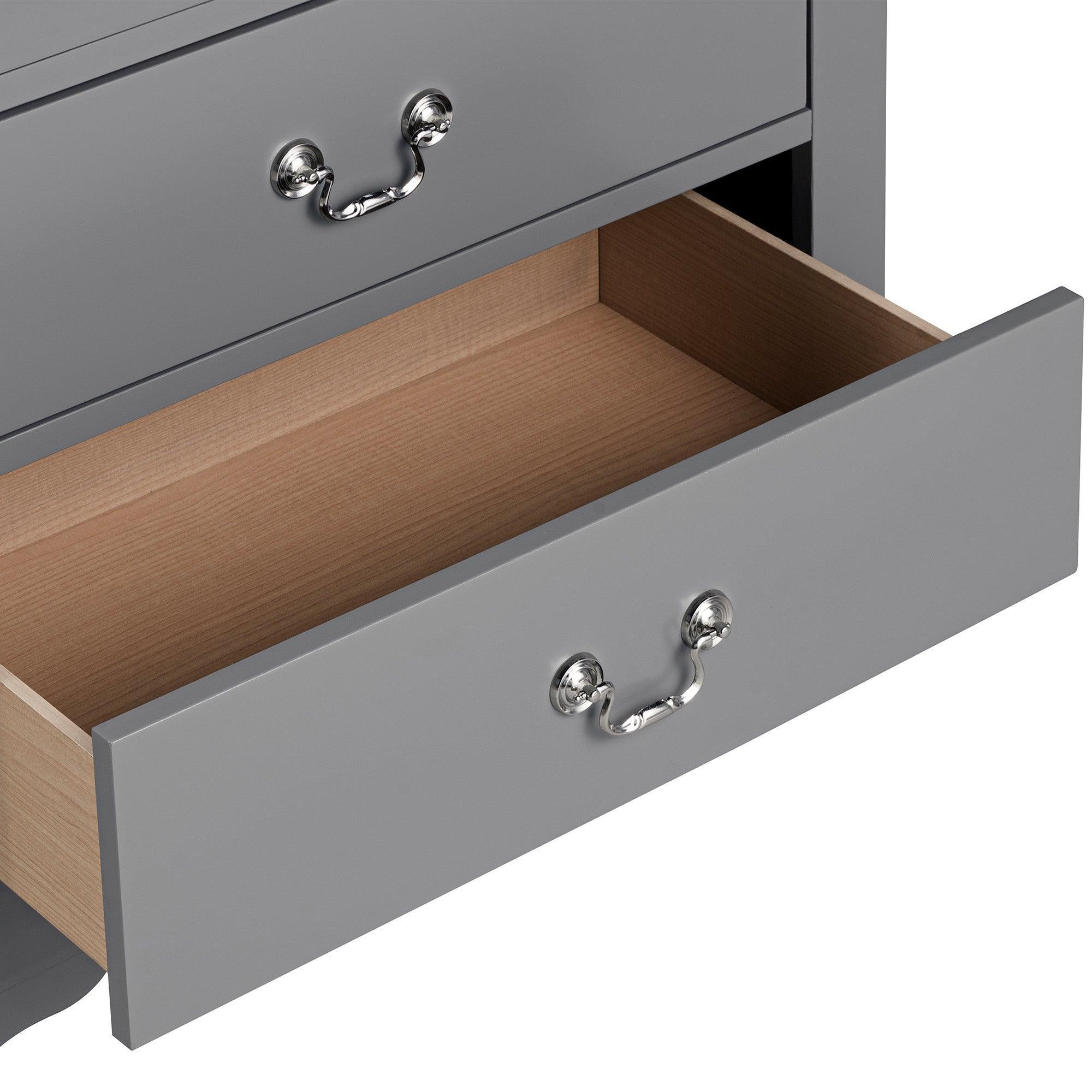 Transitional 5-Drawer Dresser Chest with Classic Bracket Feet