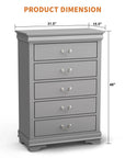 Transitional 5-Drawer Dresser Chest with Classic Bracket Feet