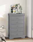 Transitional 5-Drawer Dresser Chest with Classic Bracket Feet