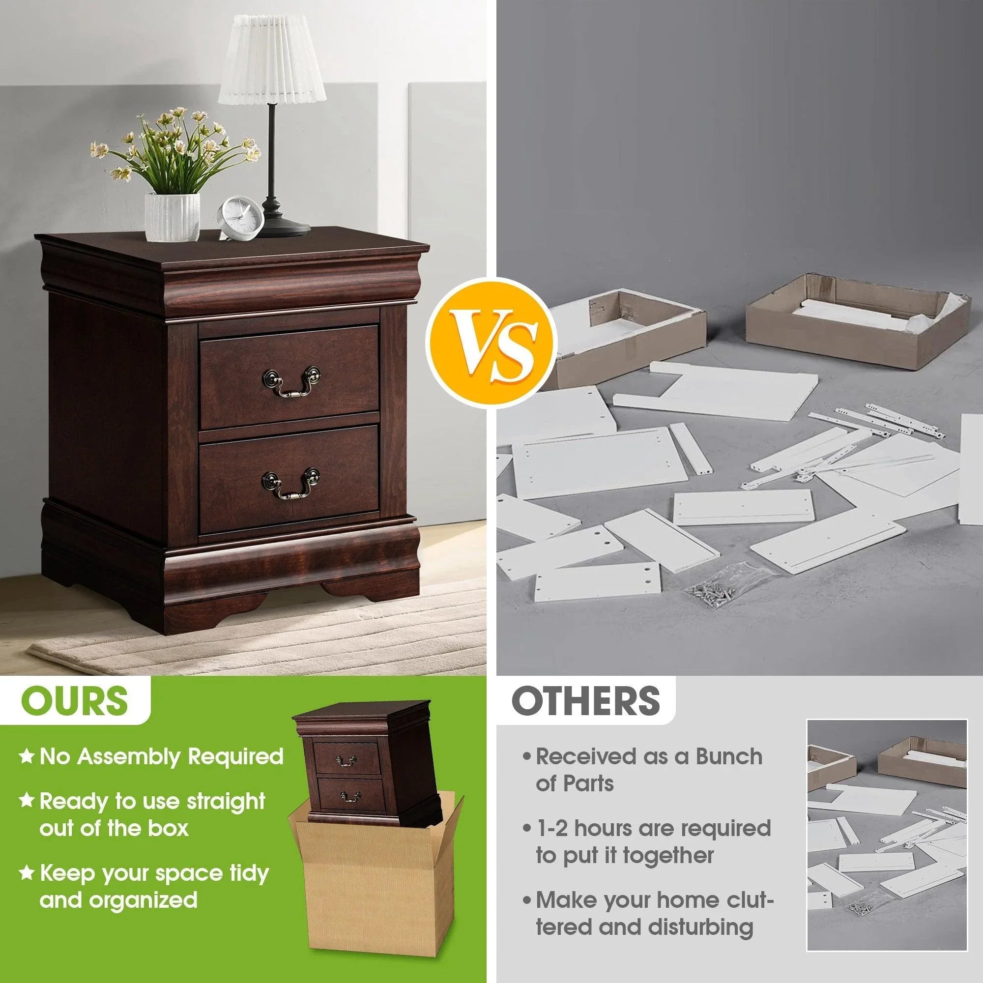 Louis Philippe Style Wood Nightstand