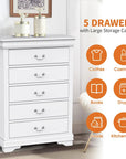 Transitional 5-Drawer Dresser Chest with Classic Bracket Feet