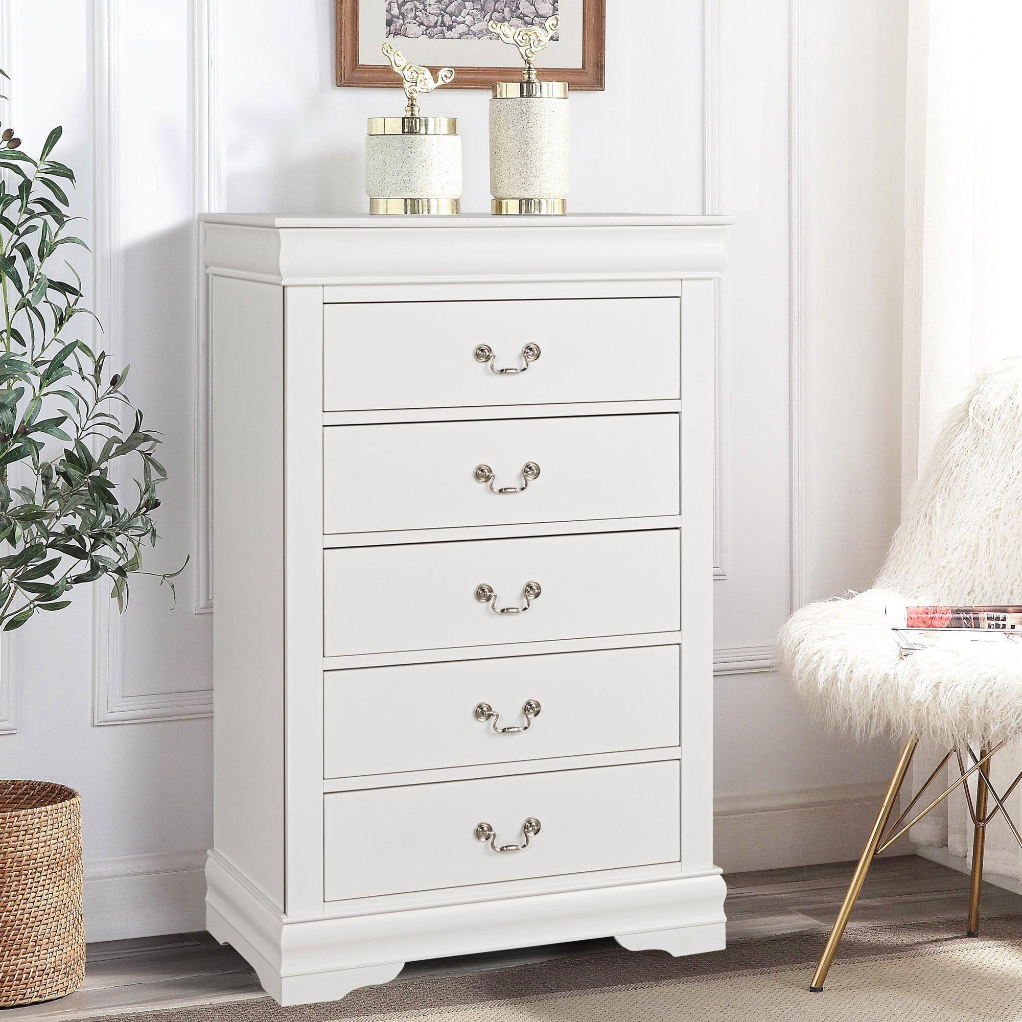 Transitional 5-Drawer Dresser Chest with Classic Bracket Feet
