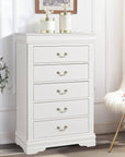 Transitional 5-Drawer Dresser Chest with Classic Bracket Feet