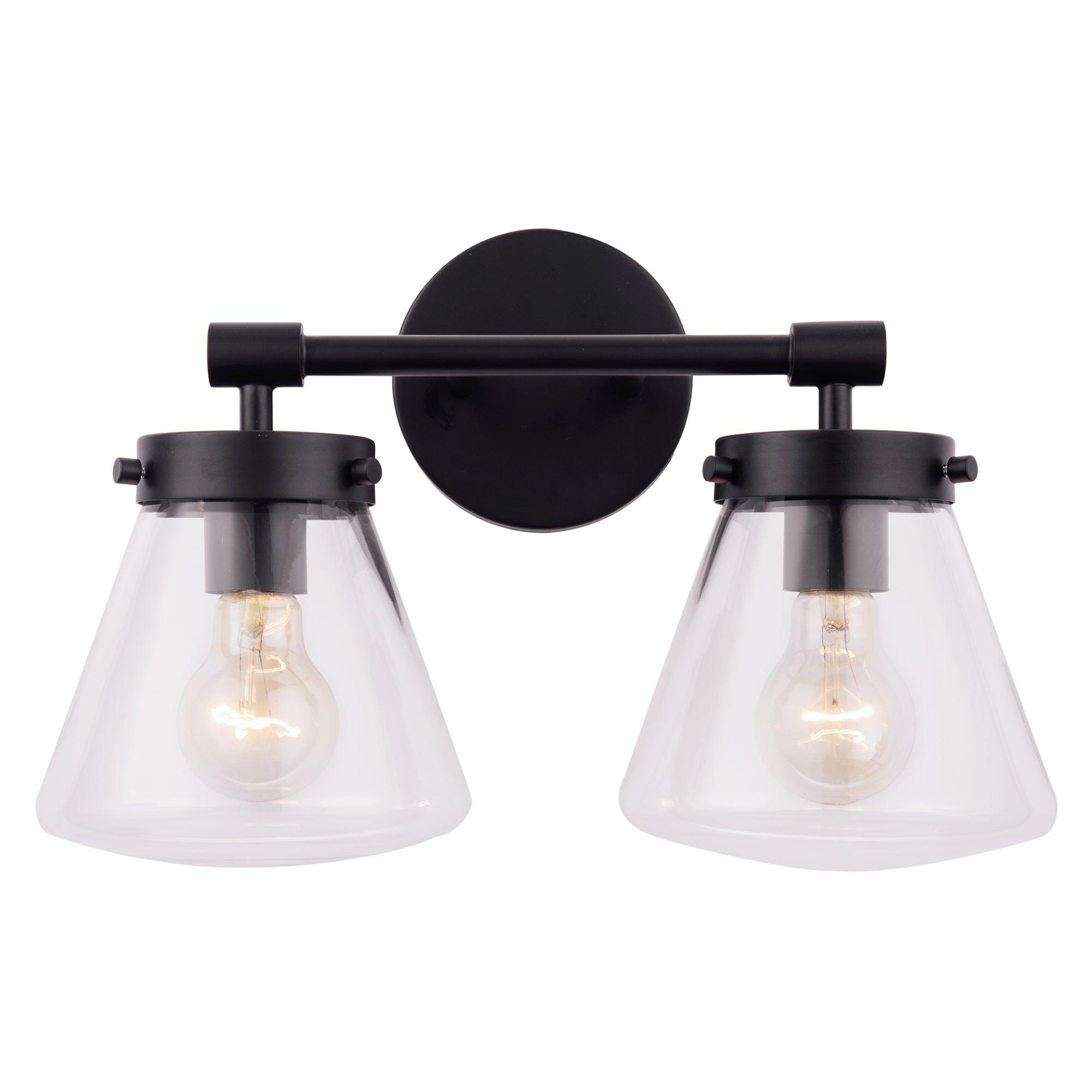 Gleam Modern Farmhouse 2-Light Black Vanity Light