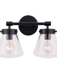Gleam Modern Farmhouse 2-Light Black Vanity Light