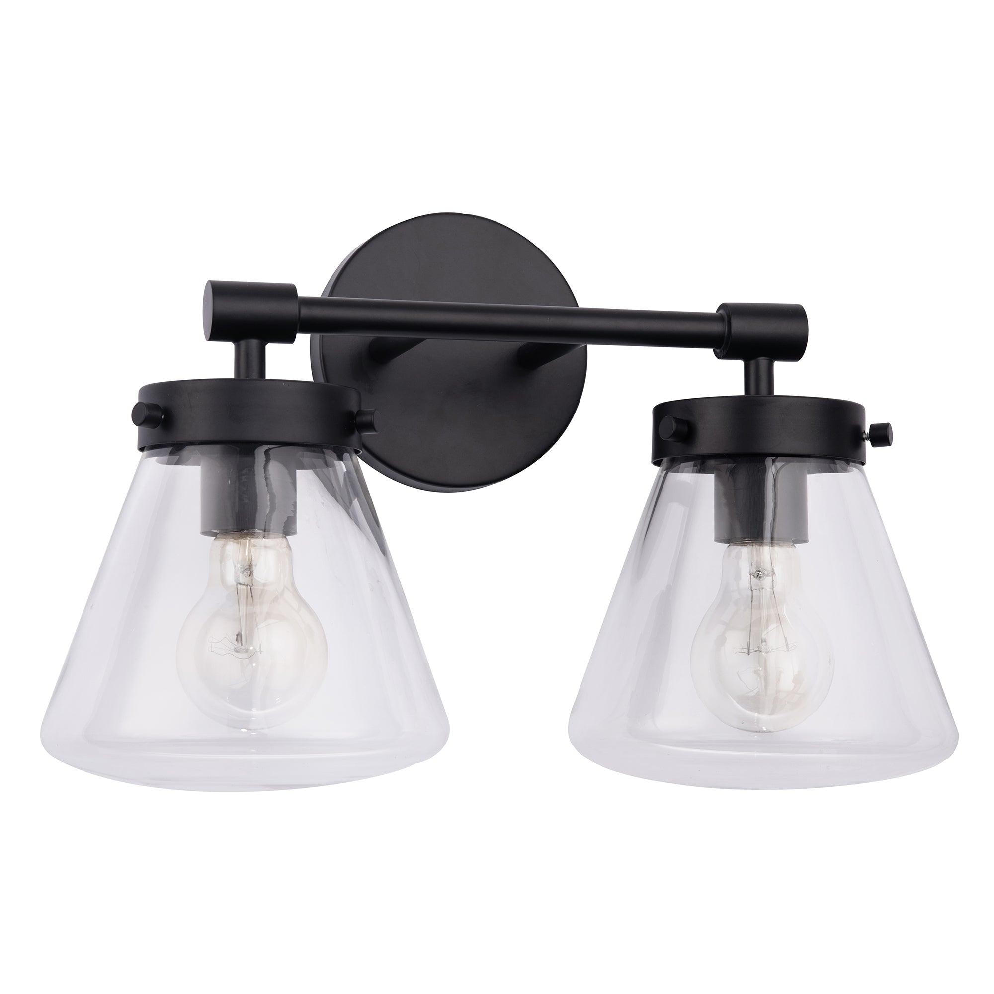 Gleam Modern Farmhouse 2-Light Black Vanity Light