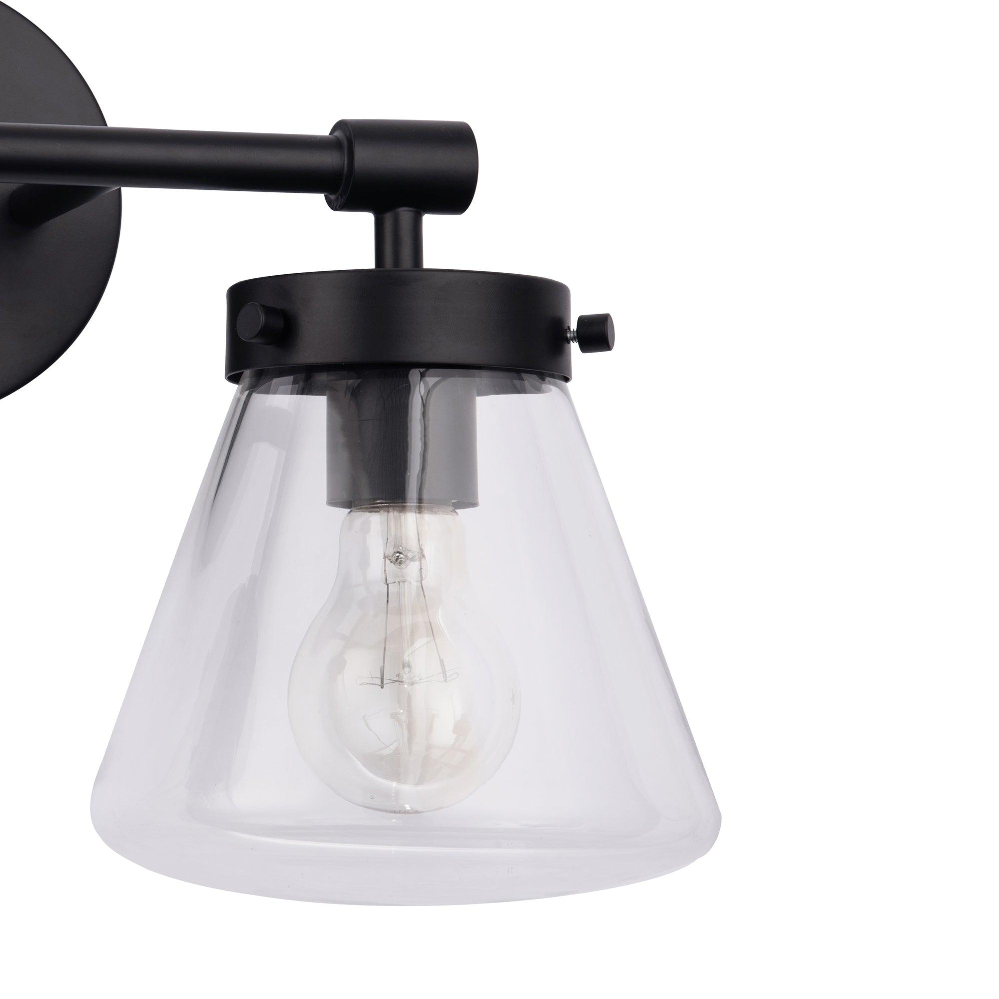 Gleam Modern Farmhouse 2-Light Black Vanity Light