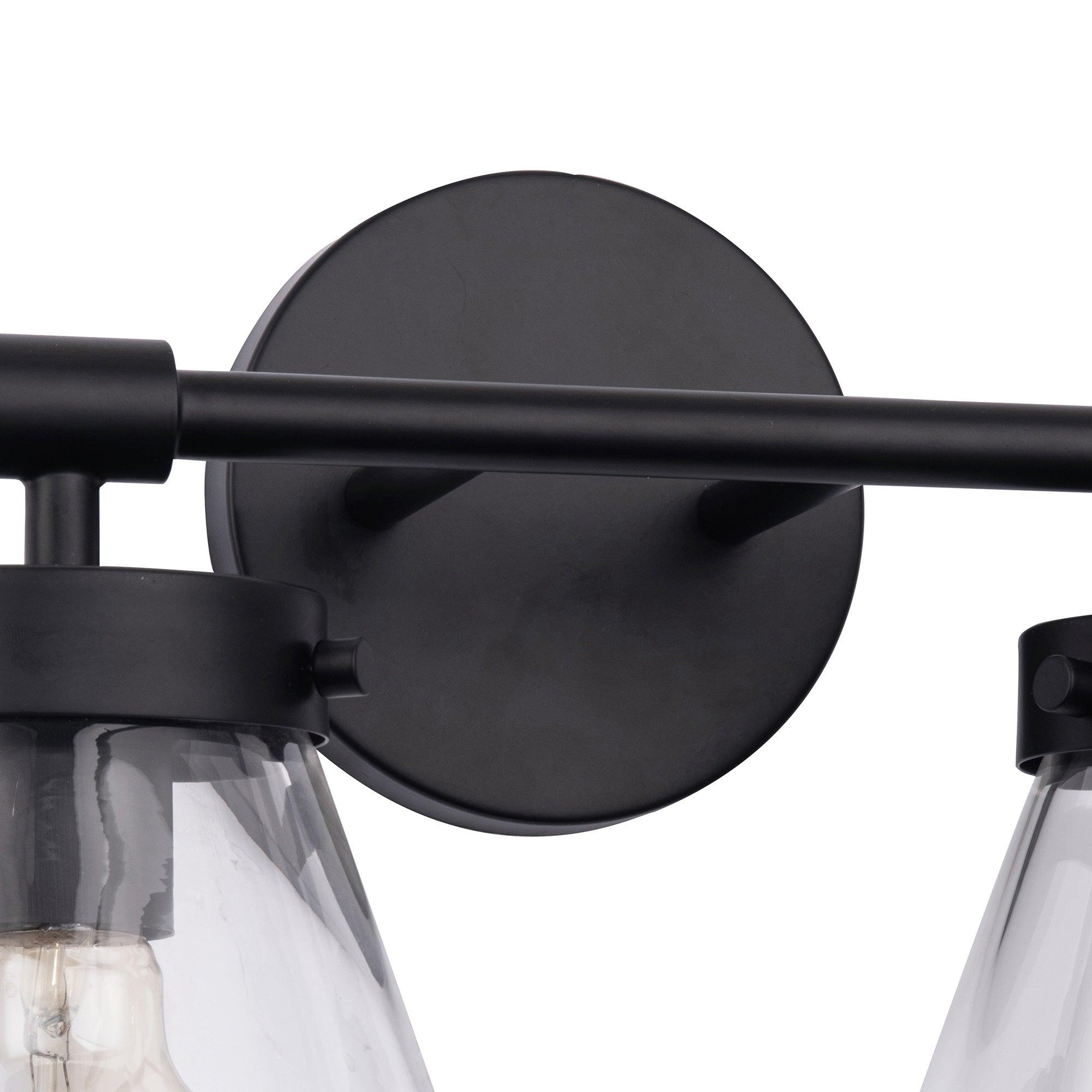 Gleam Modern Farmhouse 2-Light Black Vanity Light