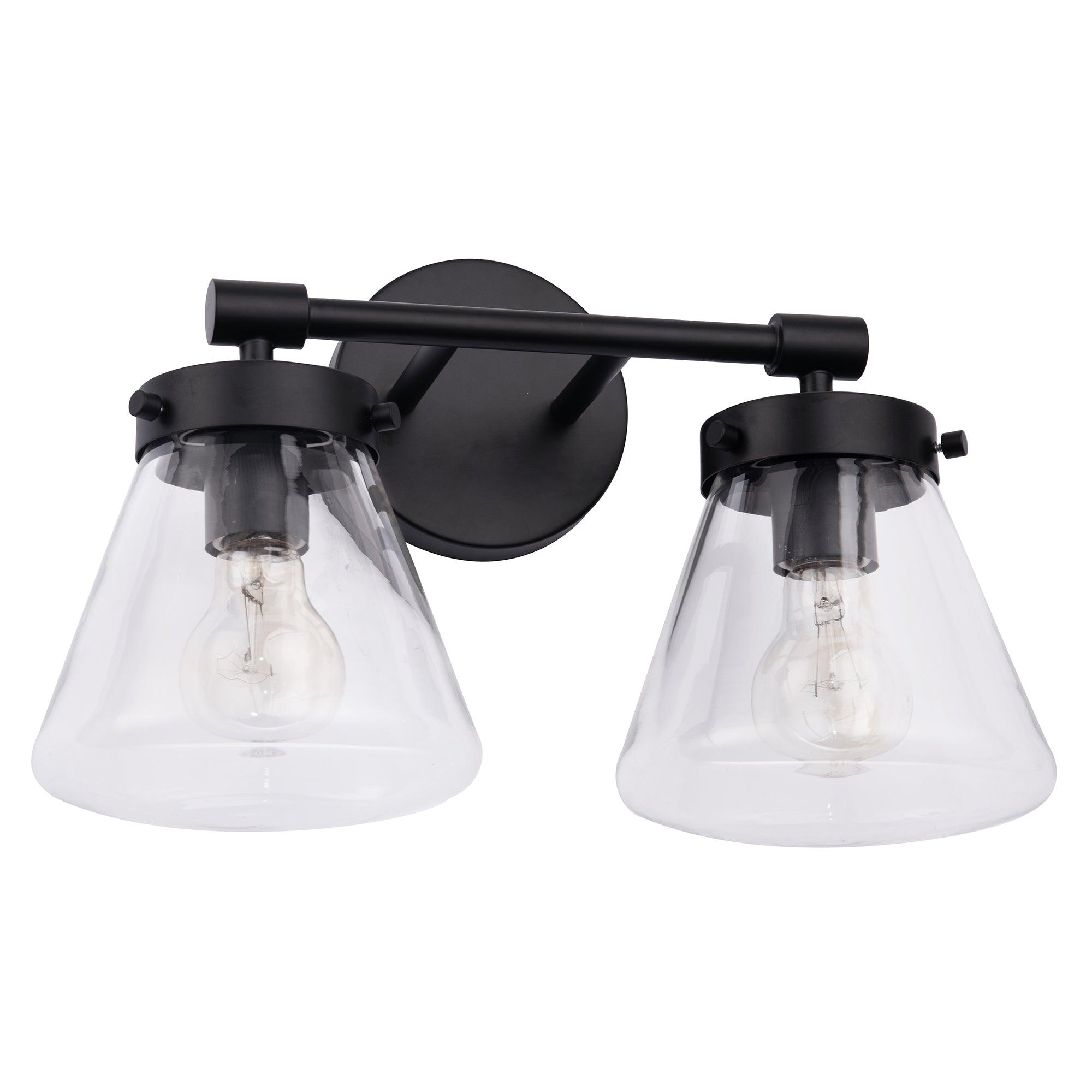 Gleam Modern Farmhouse 2-Light Black Vanity Light