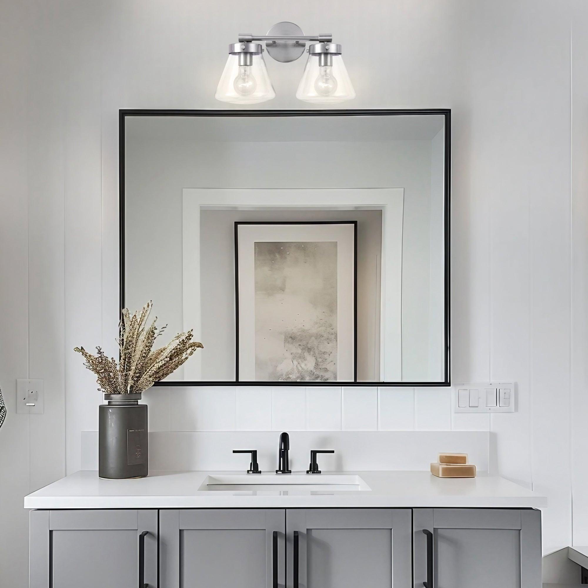Gleam Modern Farmhouse 2-Light Black Vanity Light
