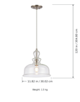 Lucille 1-Light Brushed Nickel Clear Glass Pendant