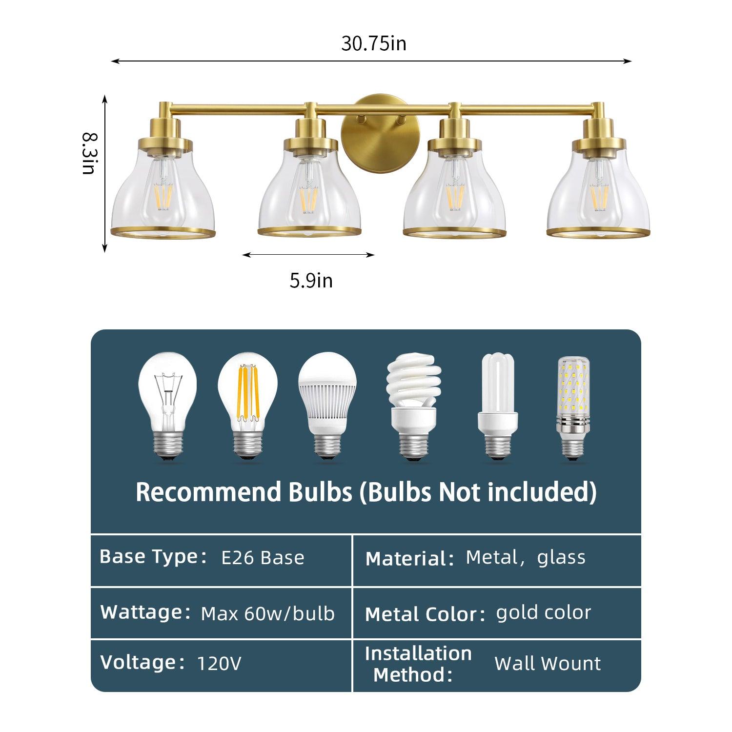 Hermosa 4-Light Modern Bathroom Vanity Light