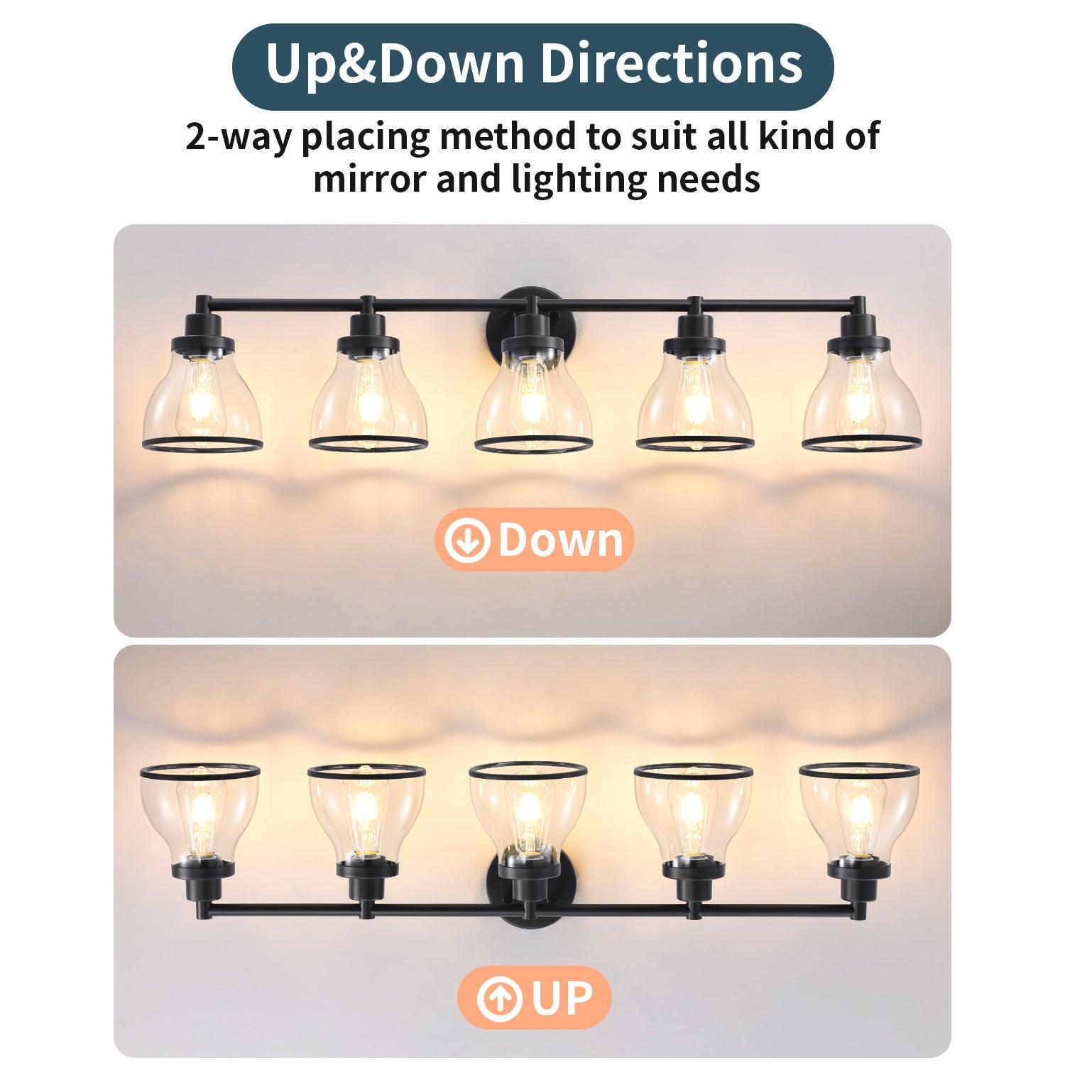 Hermosa Modern Polished Nickel and Black 5-Light Vanity Light