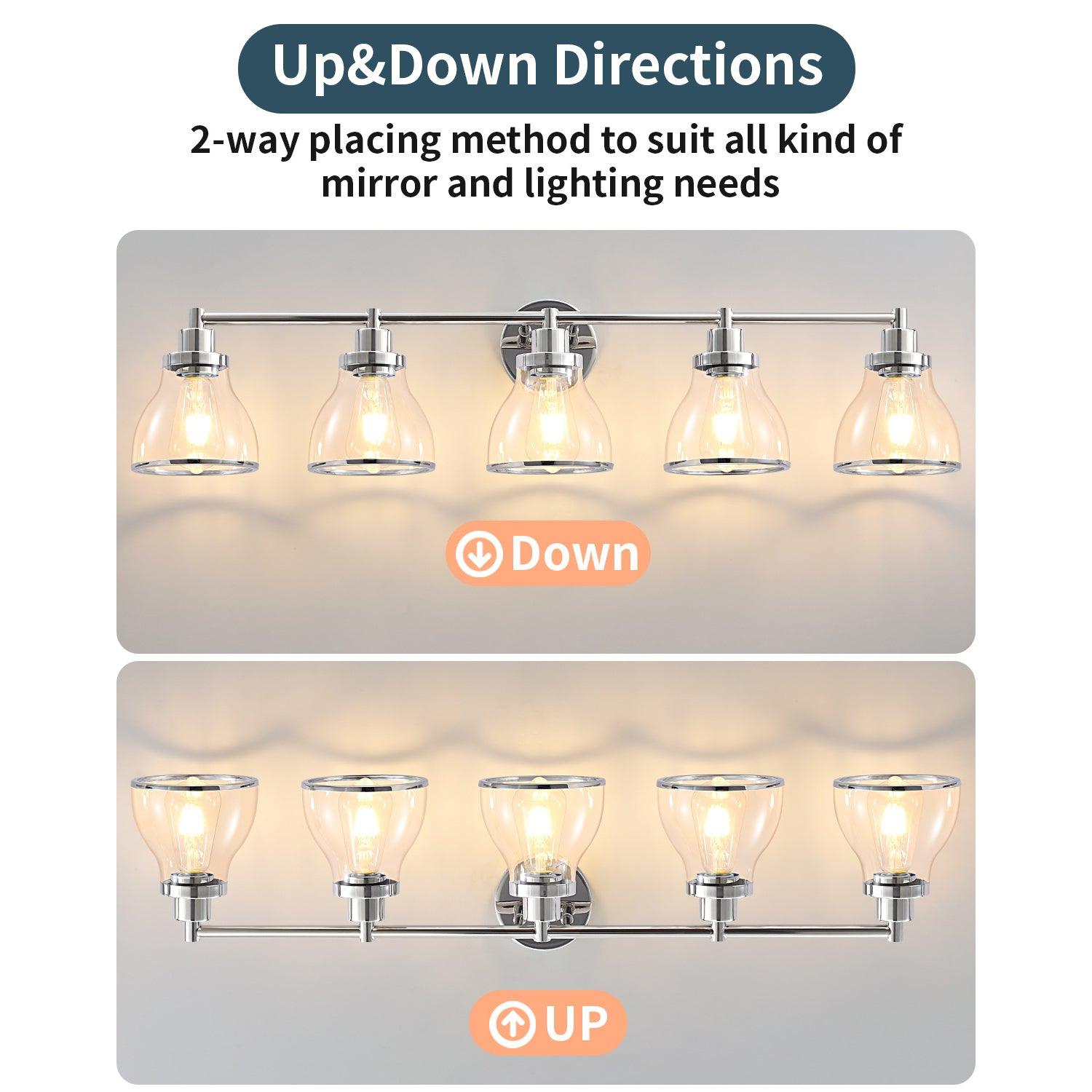 Hermosa Modern Polished Nickel and Black 5-Light Vanity Light