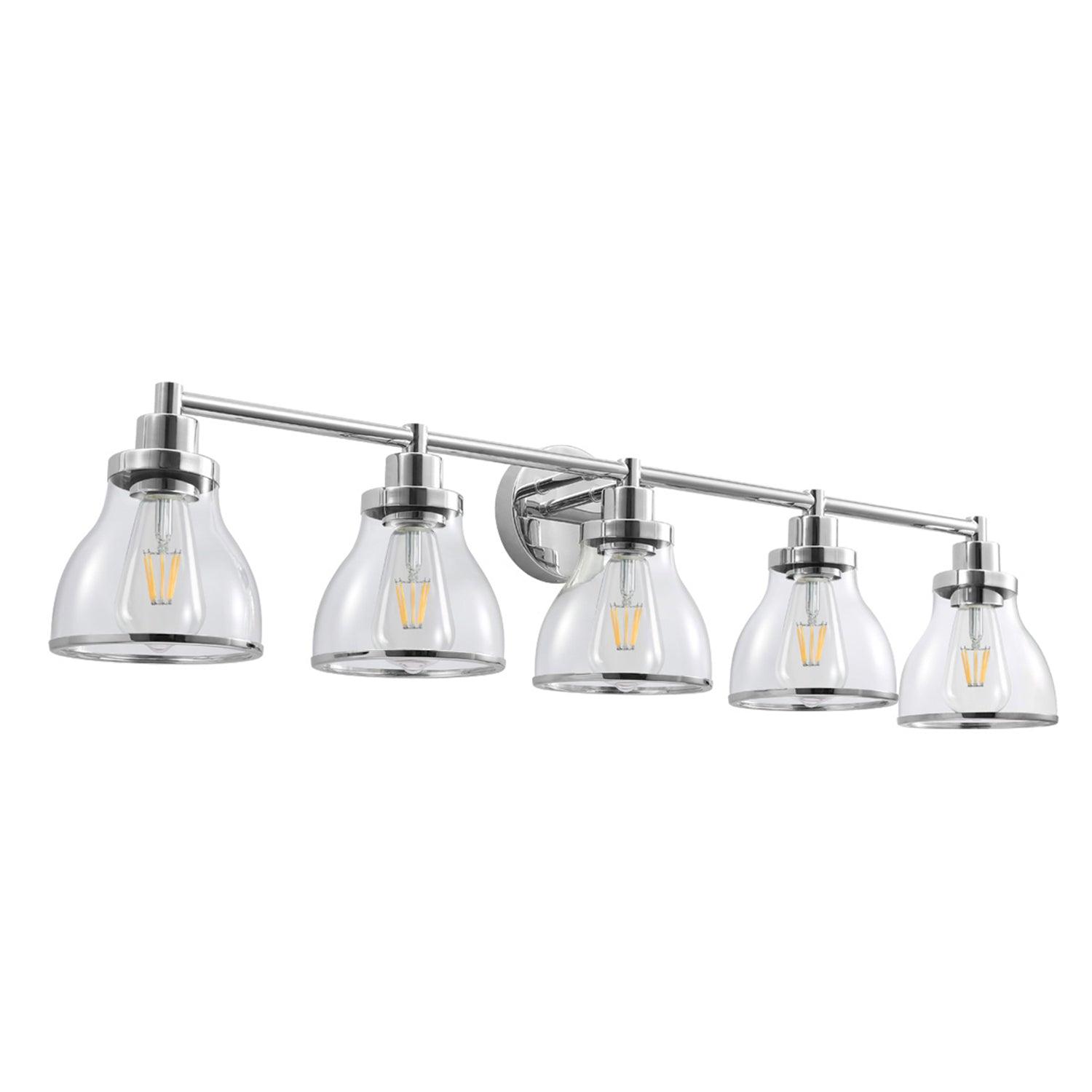 Hermosa Modern Polished Nickel and Black 5-Light Vanity Light