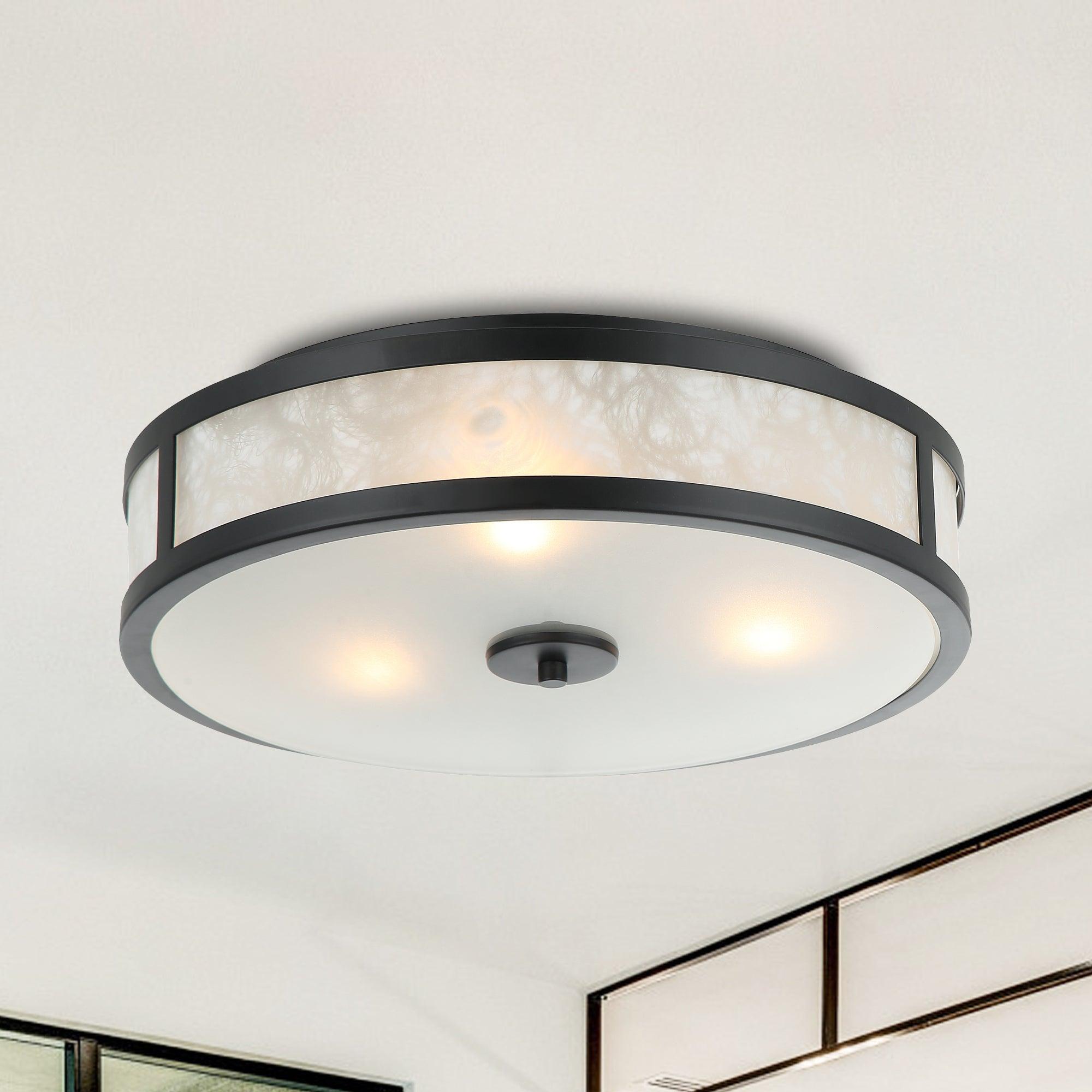 16 Inch Modern 3-Light Black Flush Mount Light