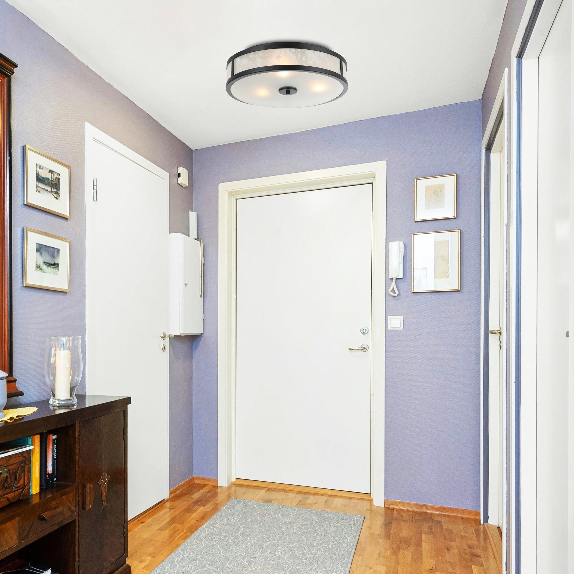 16 Inch Modern 3-Light Black Flush Mount Light