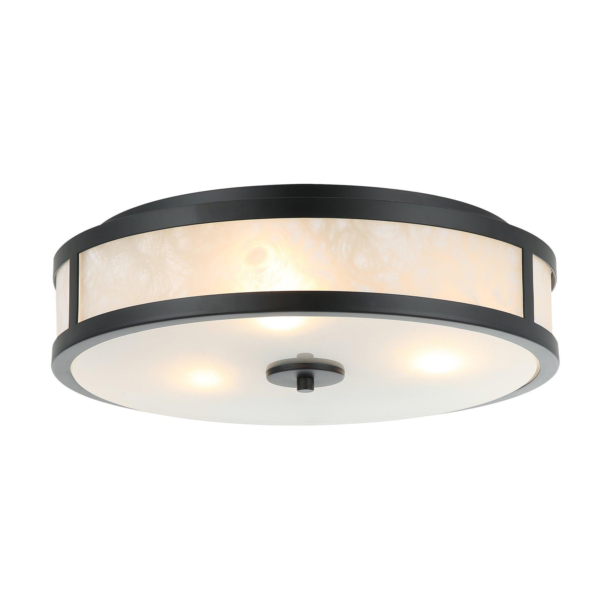 16 Inch Modern 3-Light Black Flush Mount Light