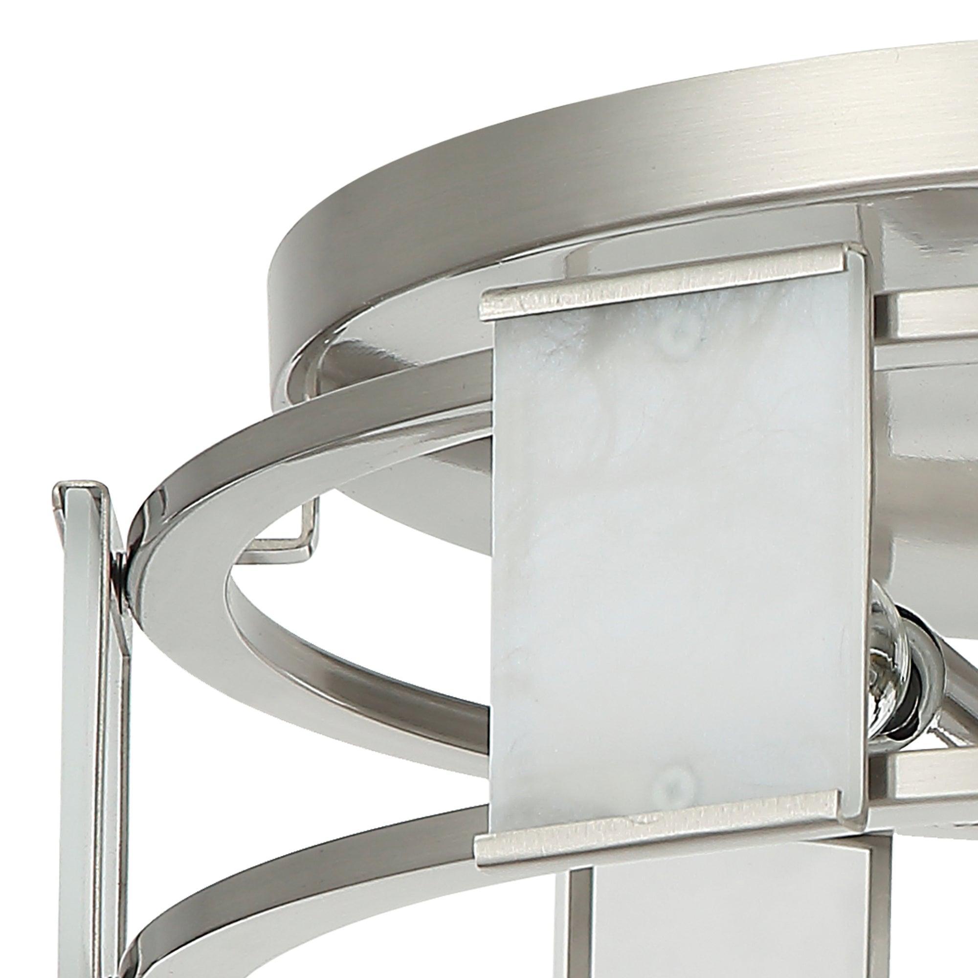 Industrial Satin Nickel 15 Inch 3-Light Flush Mount Light