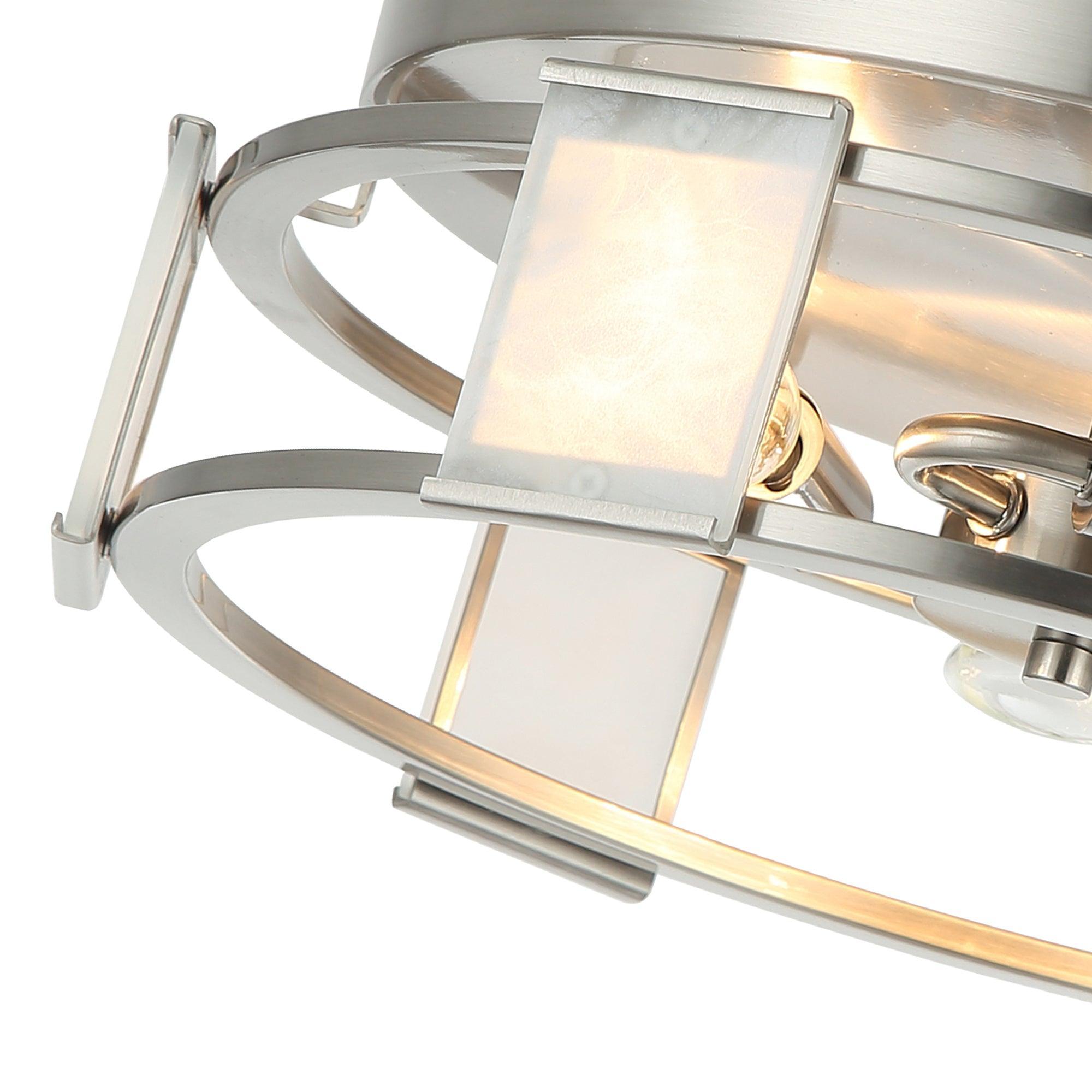 Industrial Satin Nickel 15 Inch 3-Light Flush Mount Light