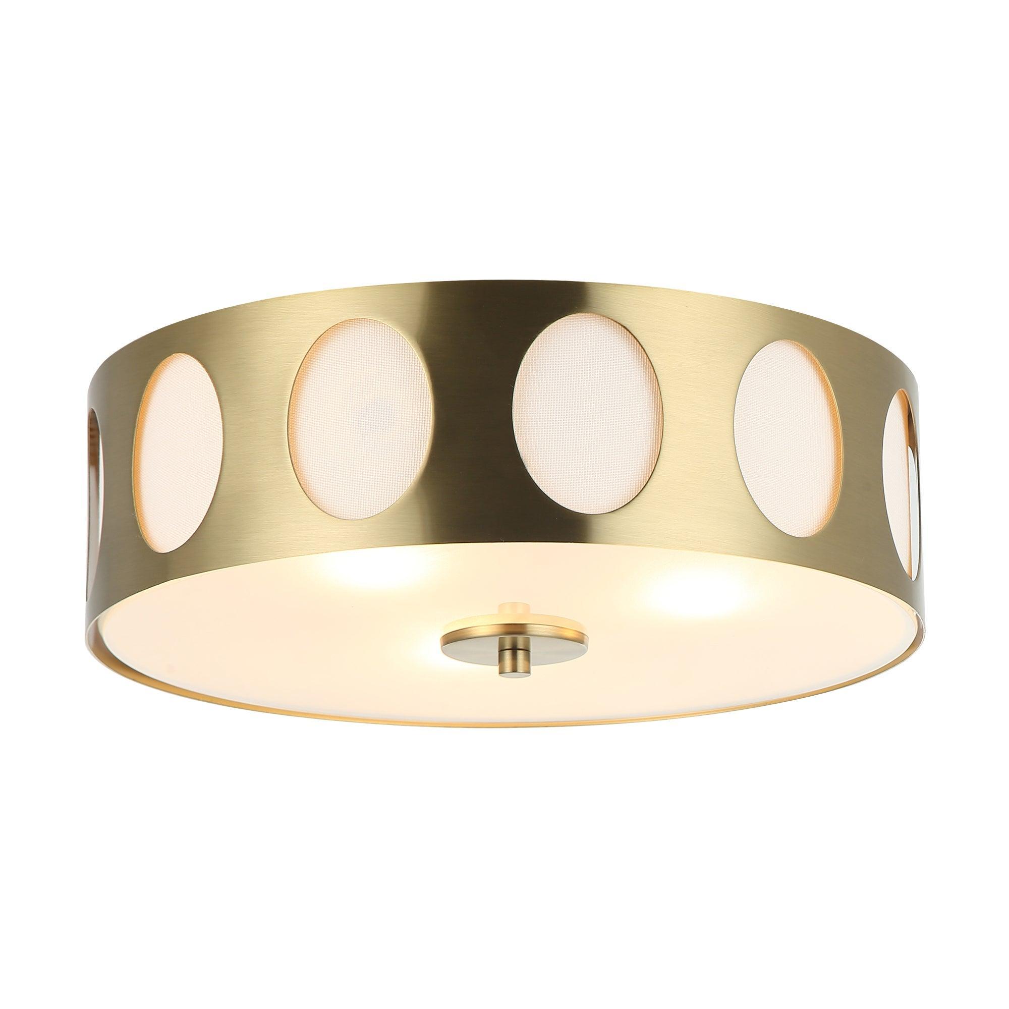 Modern Golden 14 Inch 3-Light Flush Mount Light