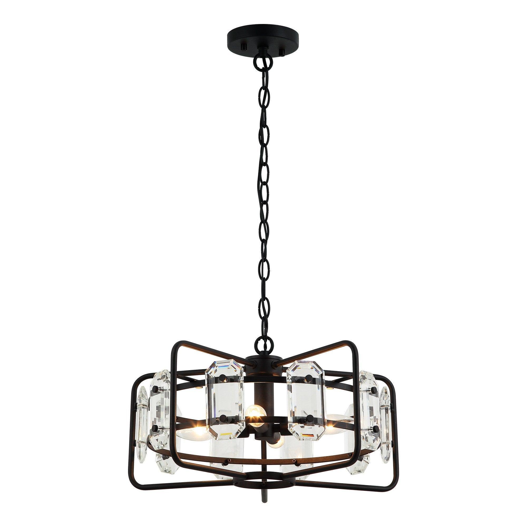 Modern Crystal 4-Light Golden Black Pendant Light