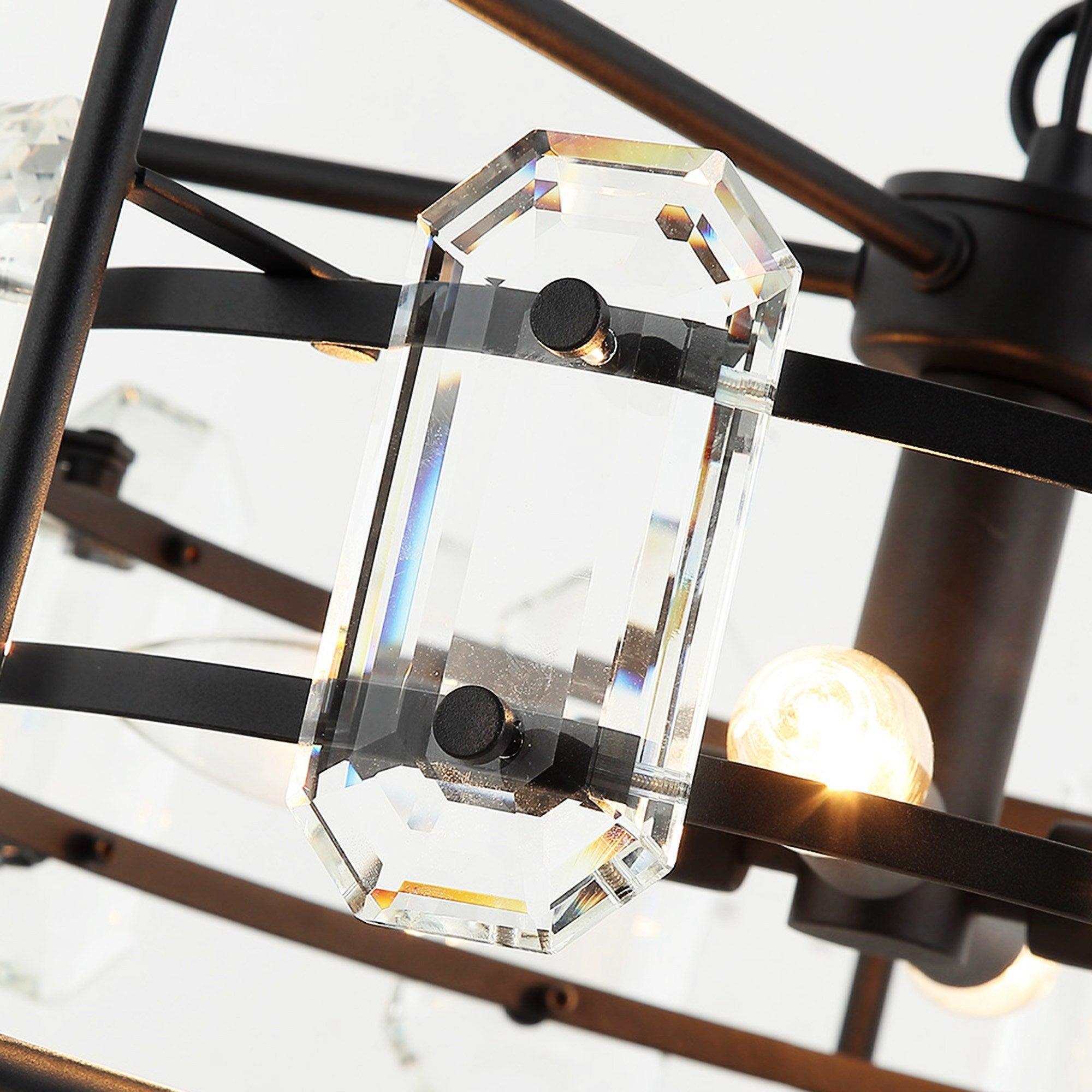 Modern Crystal 4-Light Golden Black Pendant Light