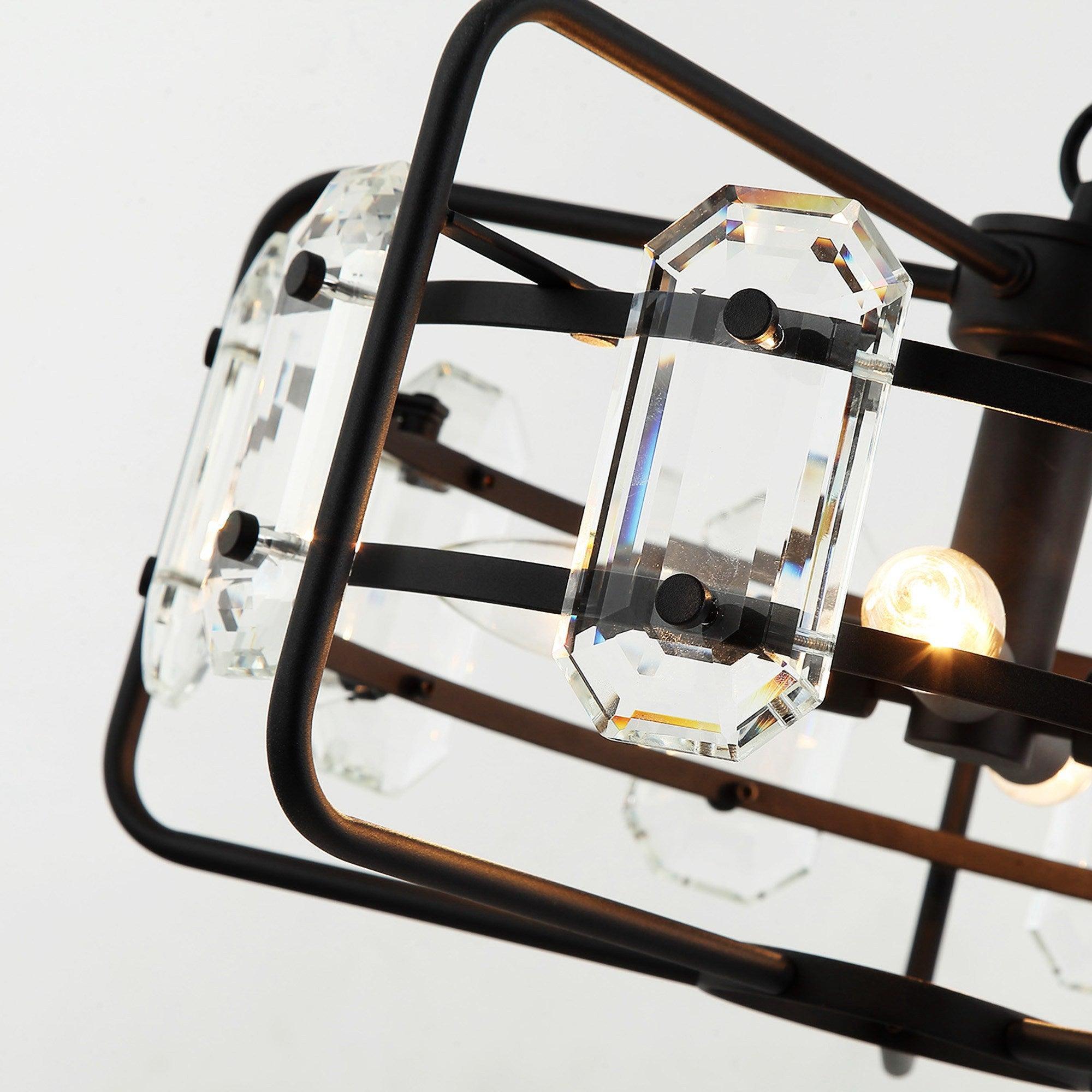 Modern Crystal 4-Light Golden Black Pendant Light