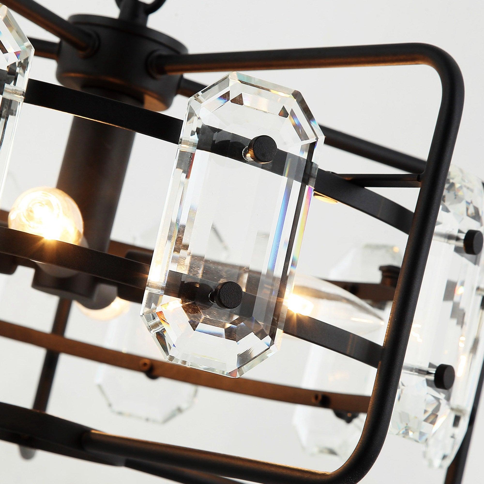 Modern Crystal 4-Light Golden Black Pendant Light