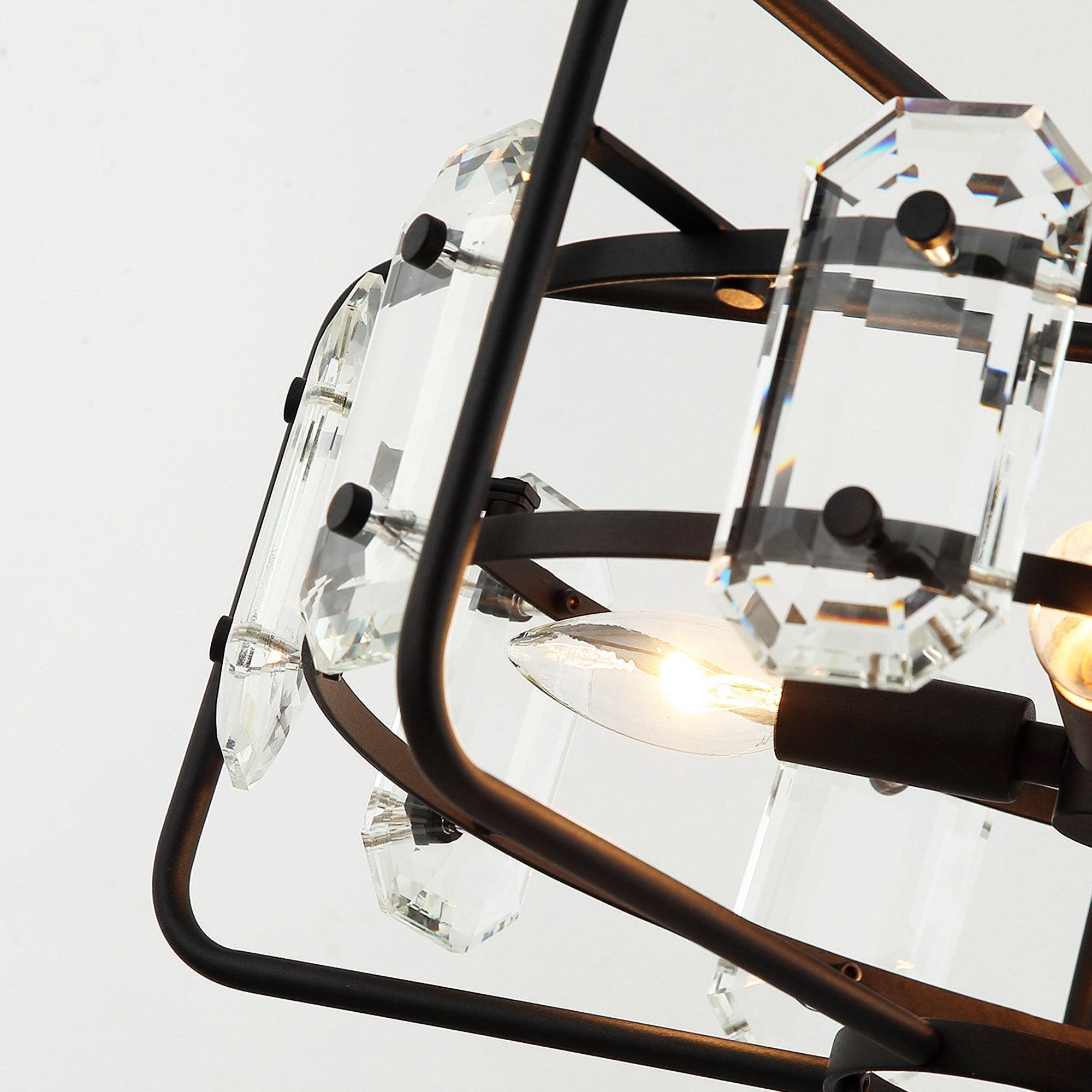 Modern Crystal 4-Light Golden Black Pendant Light