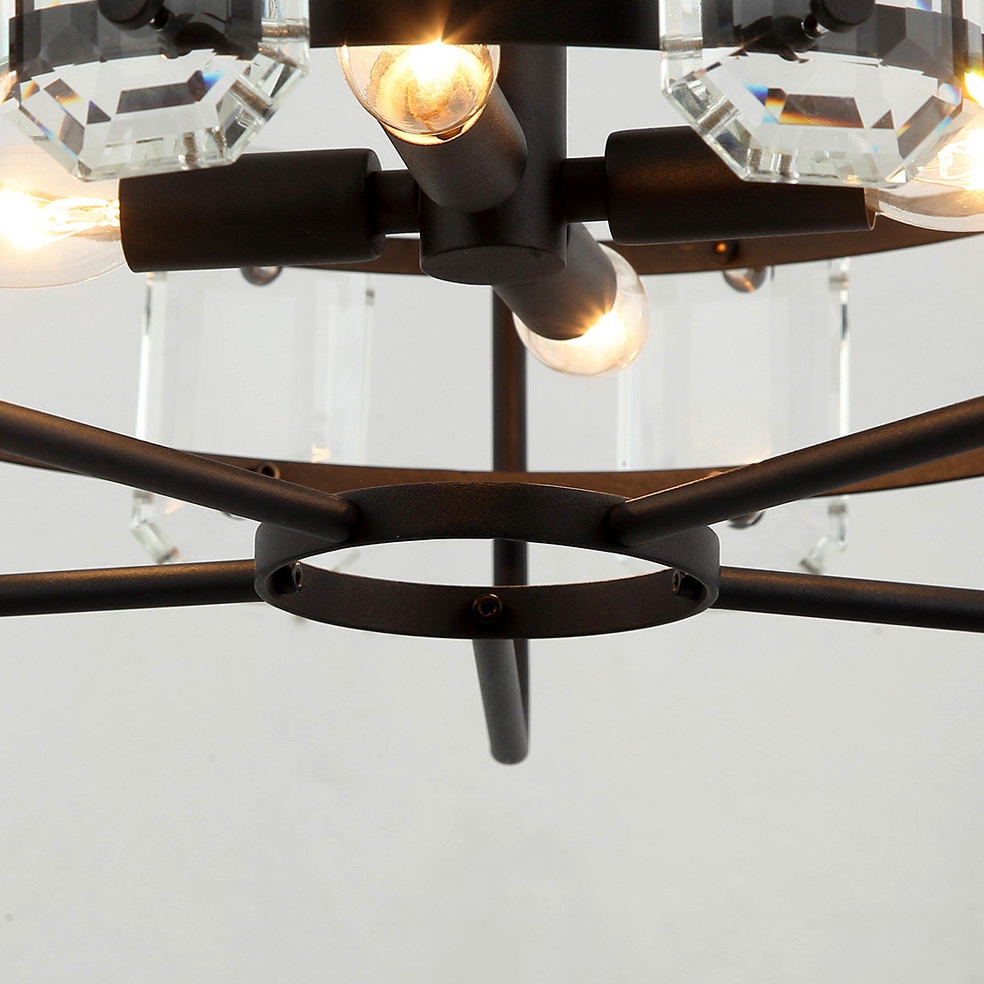 Modern Crystal 4-Light Golden Black Pendant Light