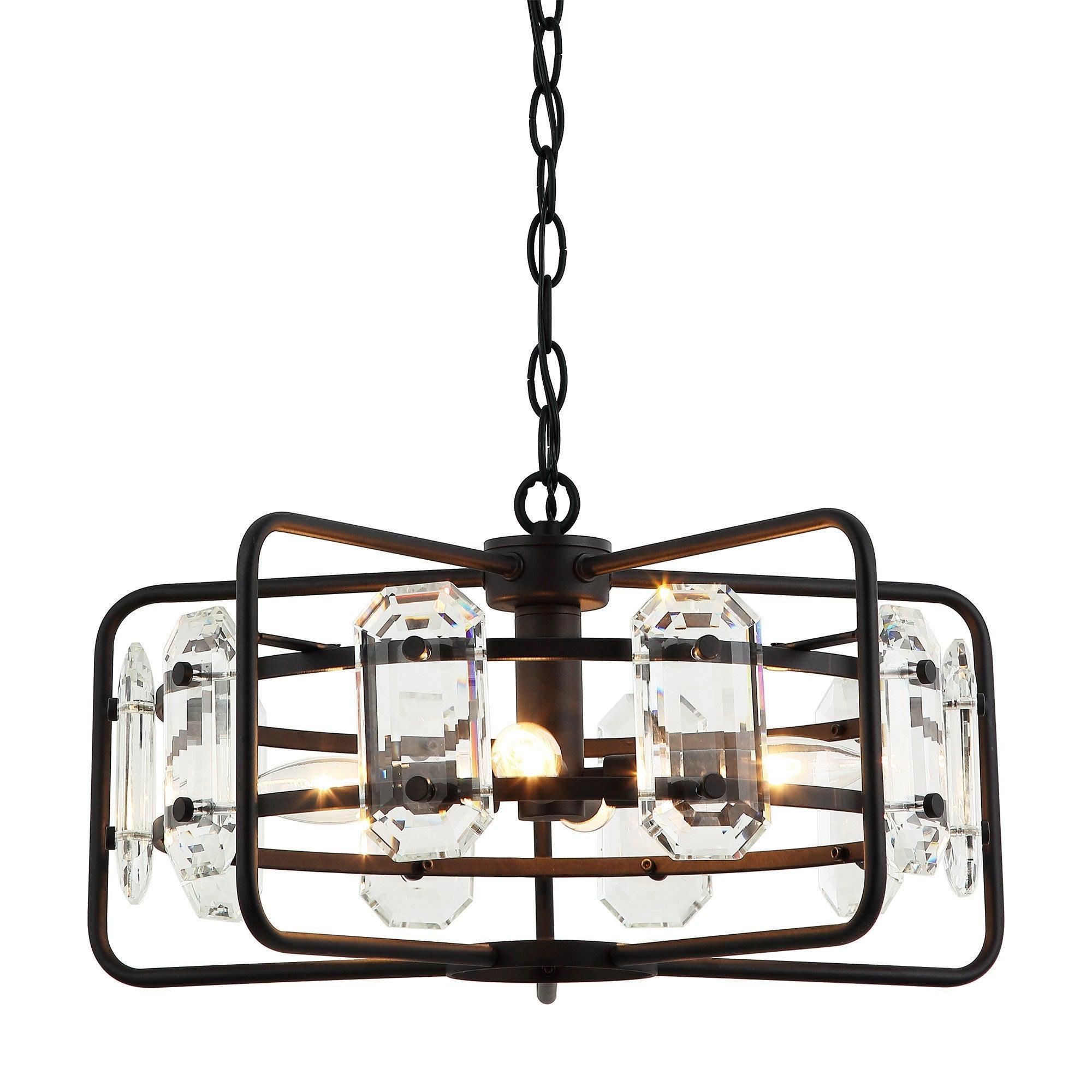 Modern Crystal 4-Light Golden Black Pendant Light