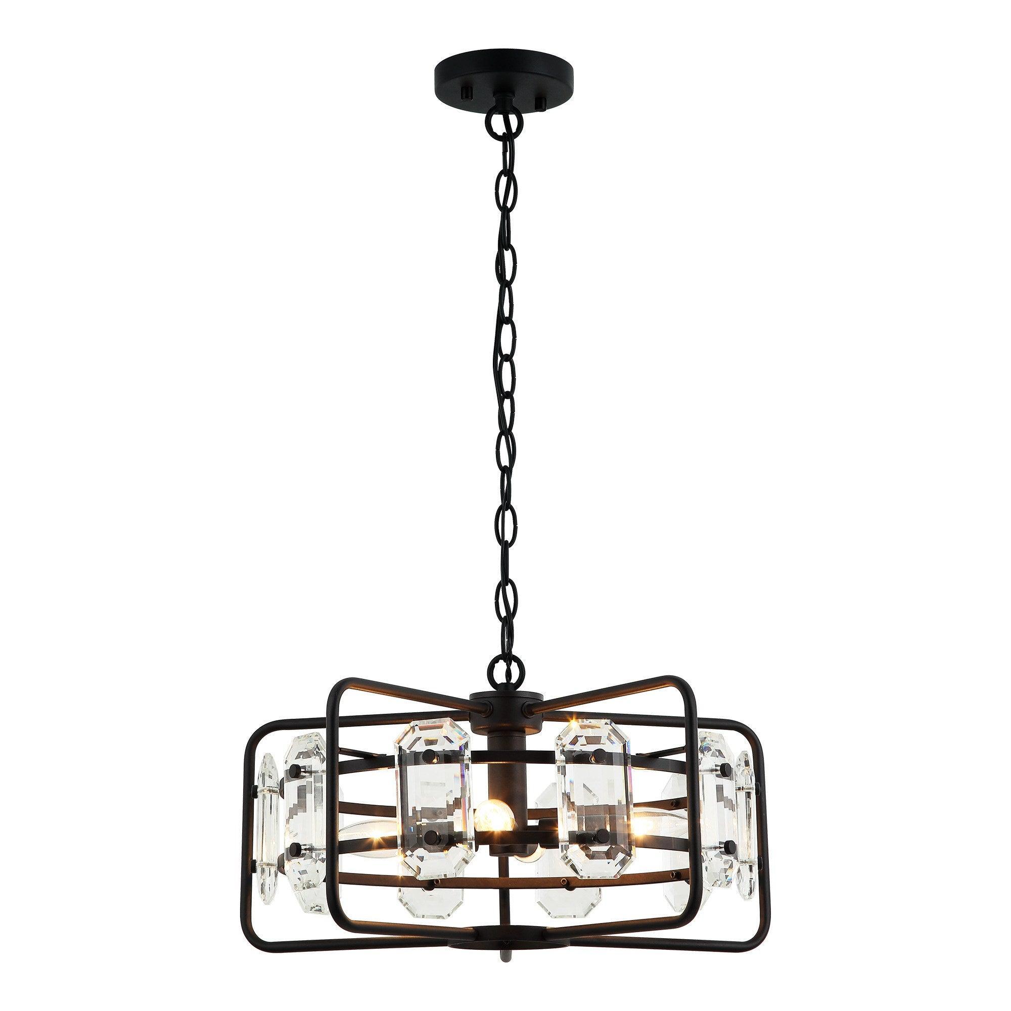 Modern Crystal 4-Light Golden Black Pendant Light