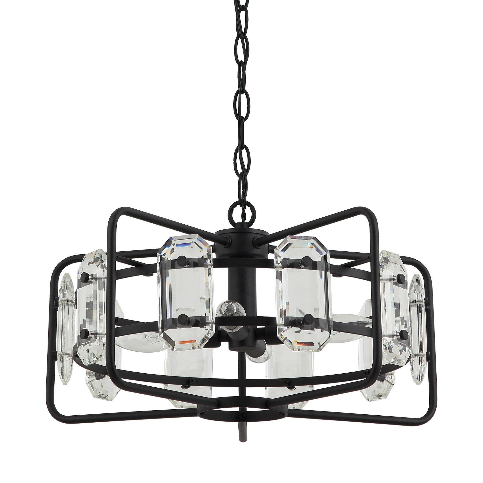Modern Crystal 4-Light Golden Black Pendant Light