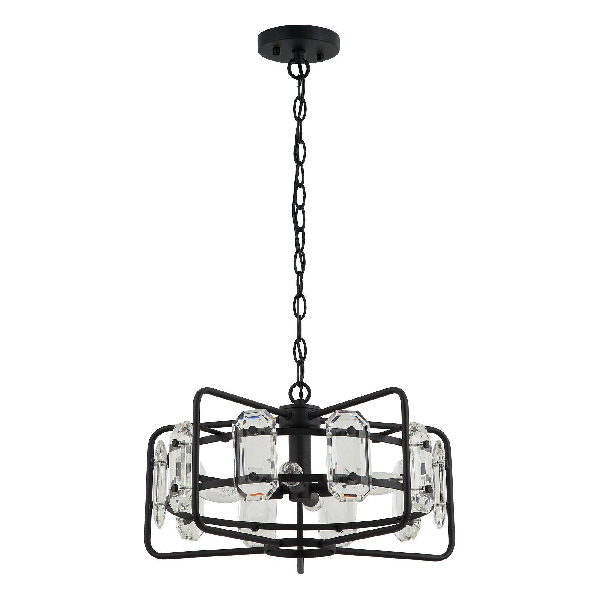 Modern Crystal 4-Light Golden Black Pendant Light