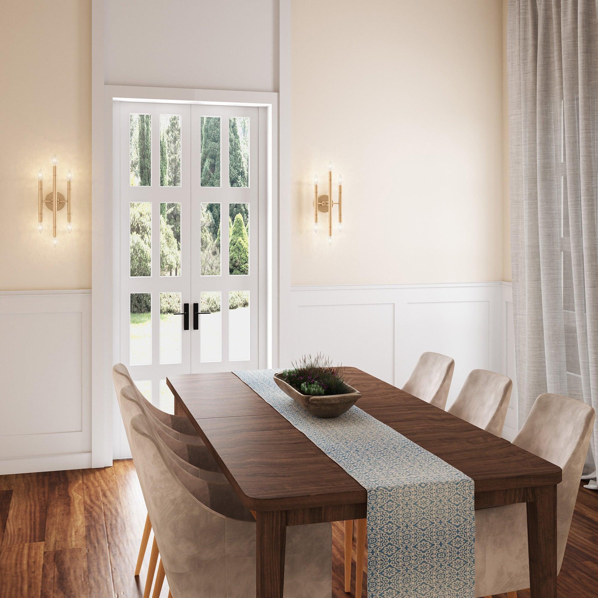 Ignis Mid Century Modern Gold 6 Light Dimmable Wall Sconce