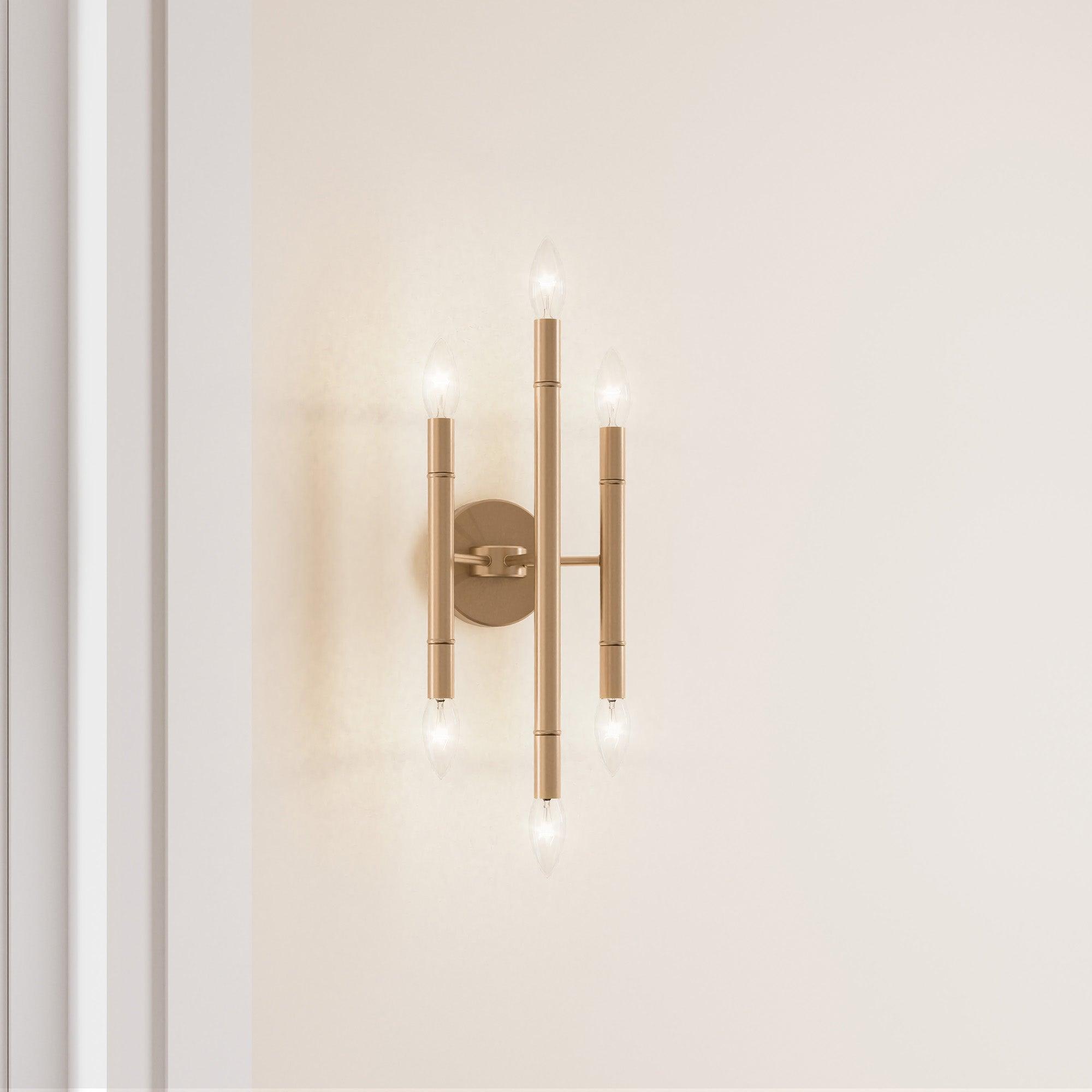 Ignis Mid Century Modern Gold 6 Light Dimmable Wall Sconce