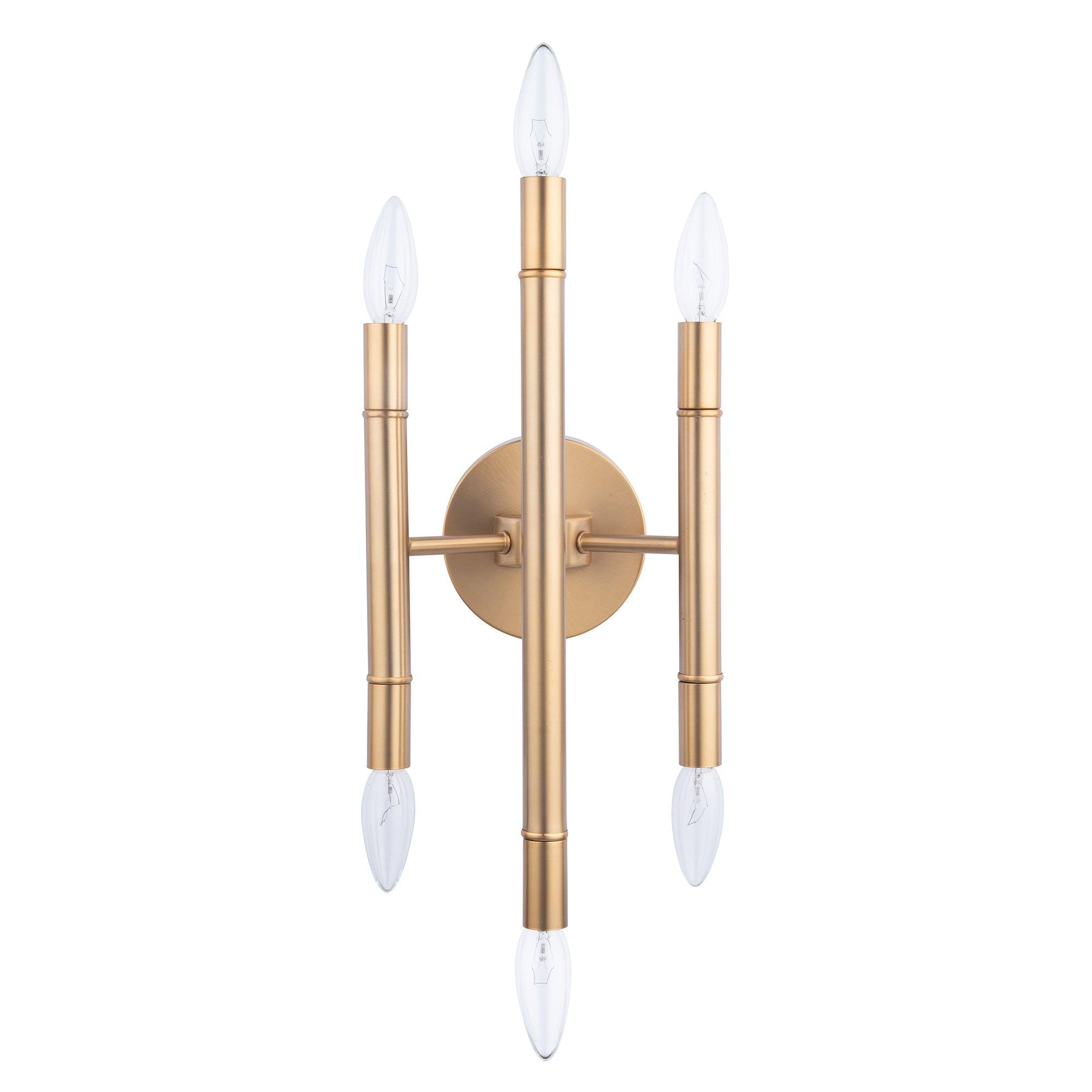 Ignis Mid Century Modern Gold 6 Light Dimmable Wall Sconce