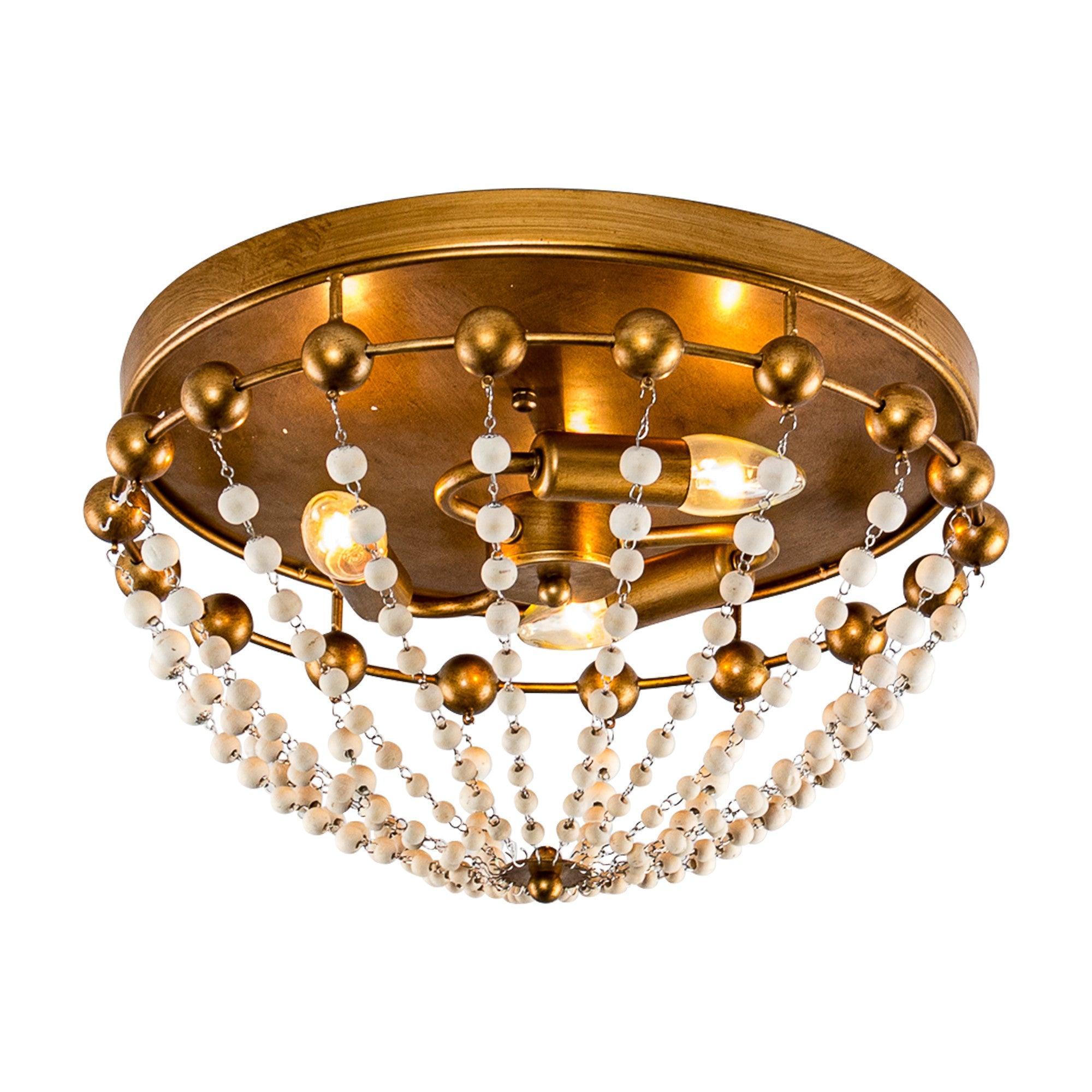 Golden LED 3-Light Modern Bohemian Flush Mount Light