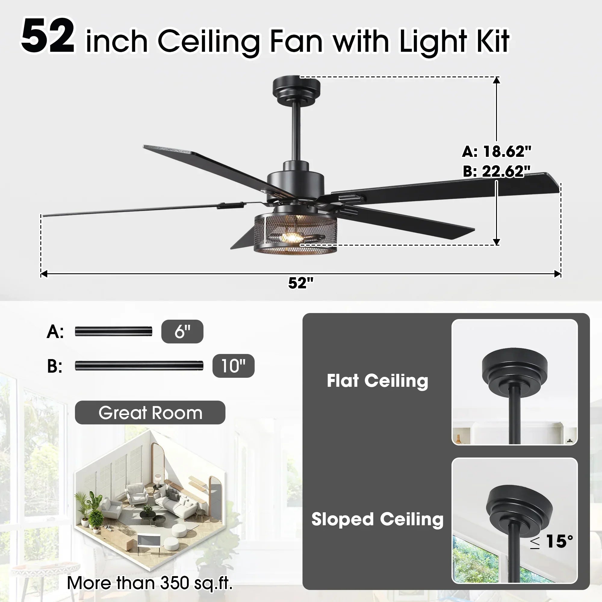 42" / 52" / 60" Eden Smart Ceiling Fan