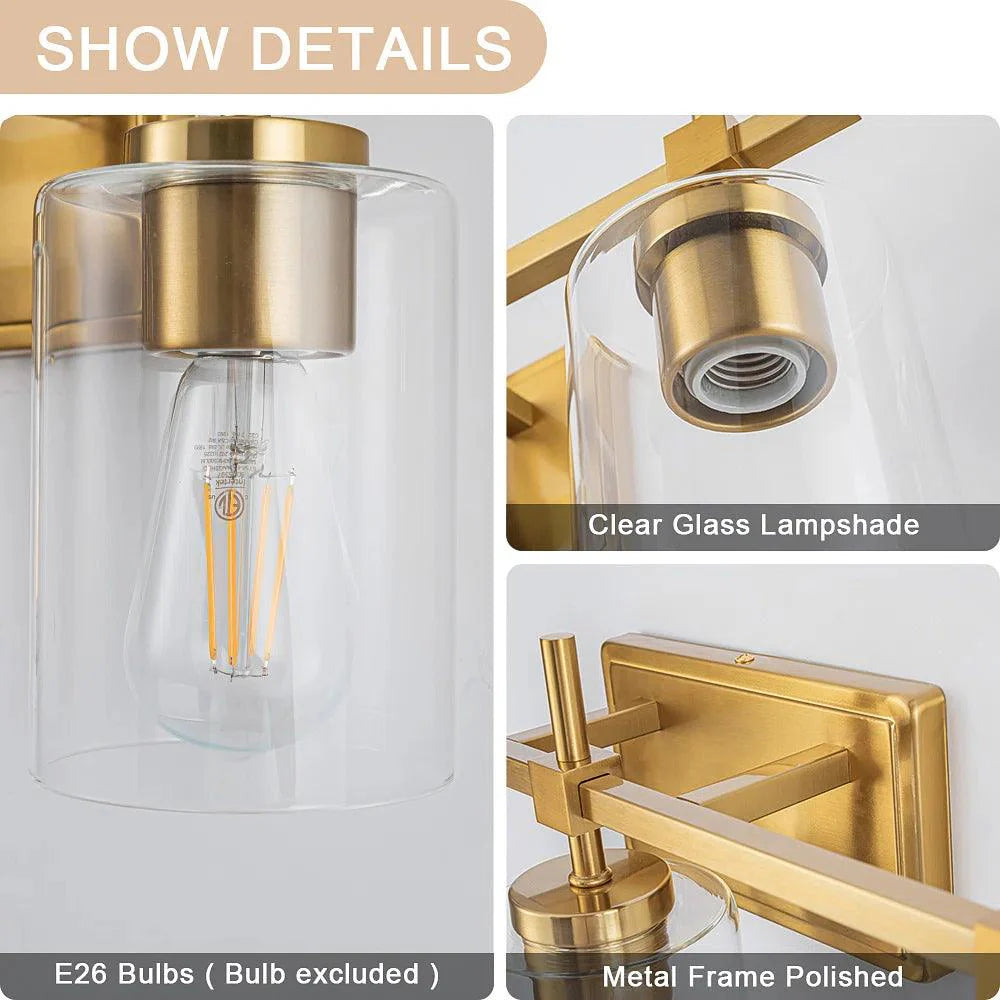 Clear Glass Jasper Modern 3-Light Bathroom Vanity Light