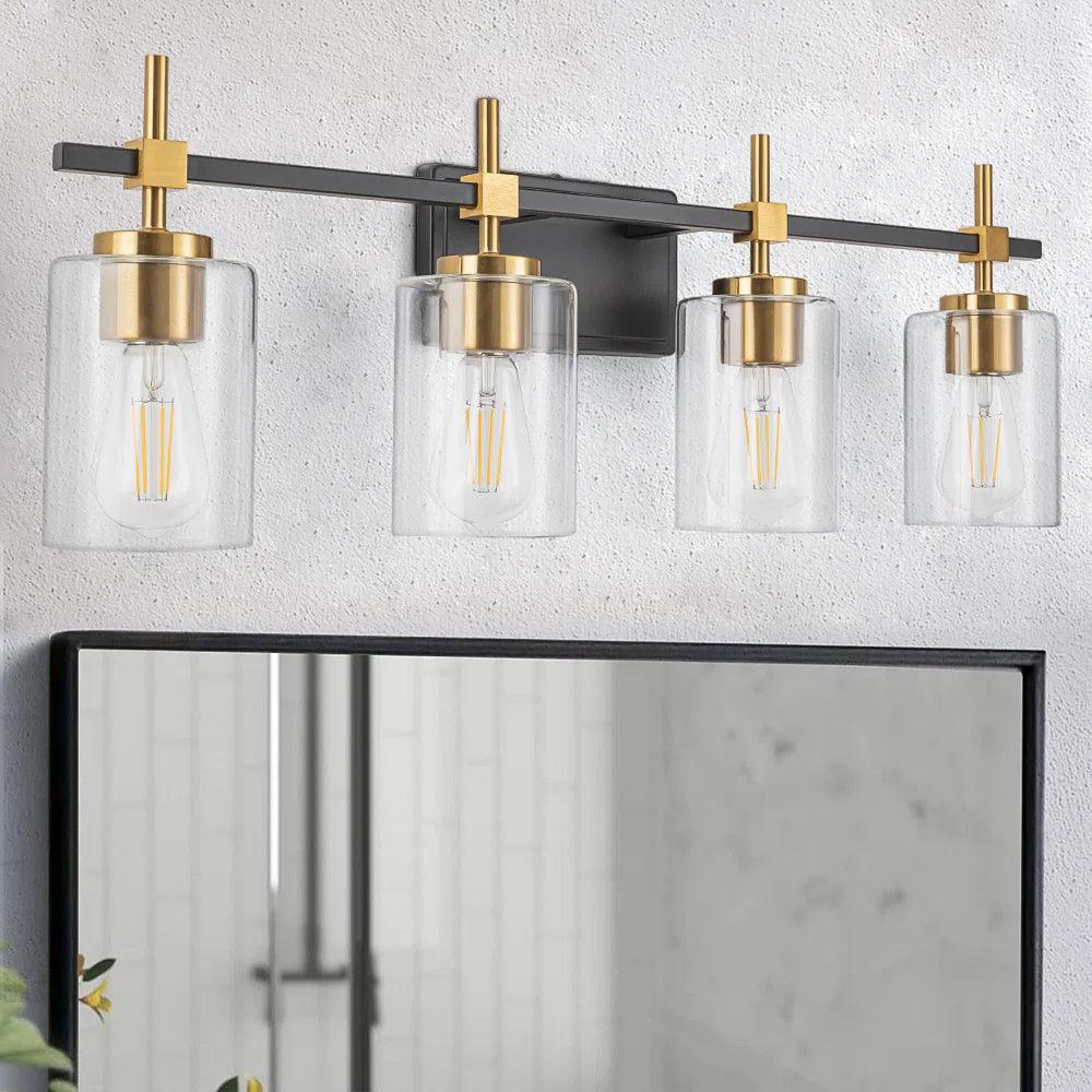 Clear Glass Jasper Modern 4-Light Bathroom Vanity Light