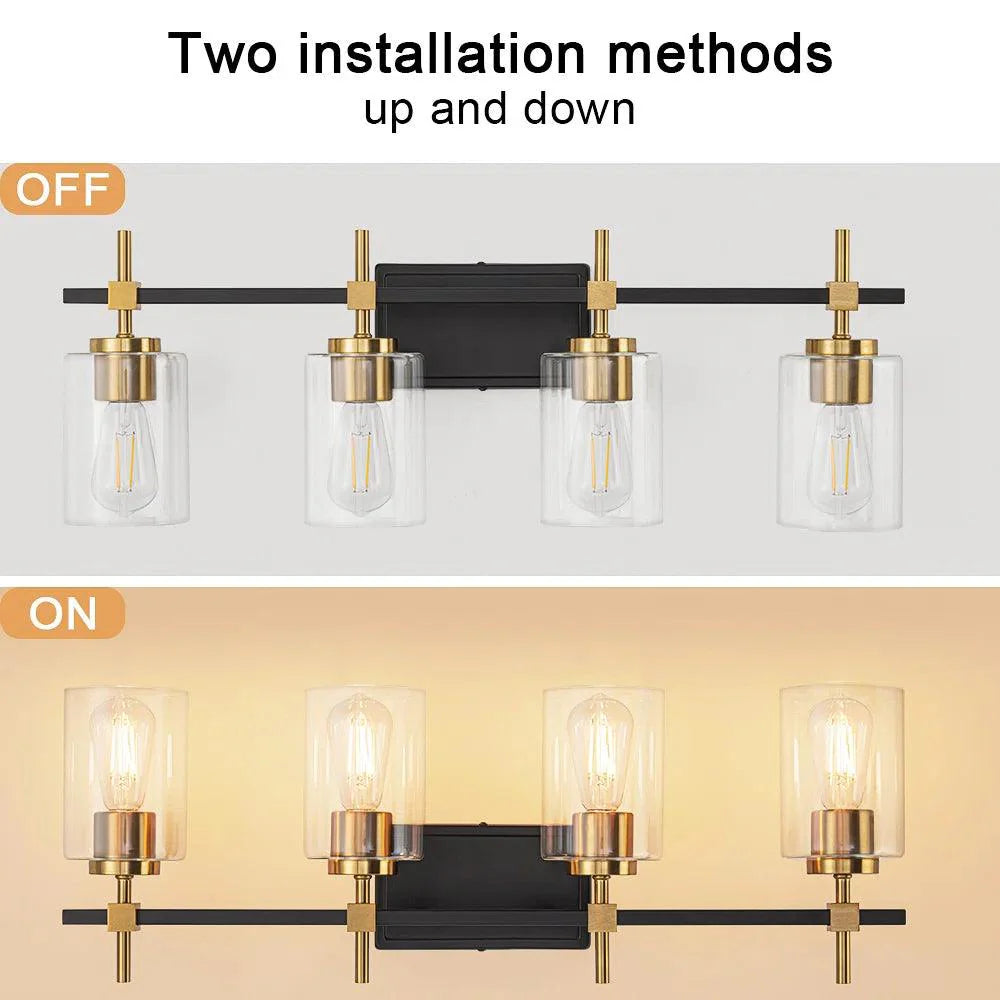 Clear Glass Jasper Modern 4-Light Bathroom Vanity Light