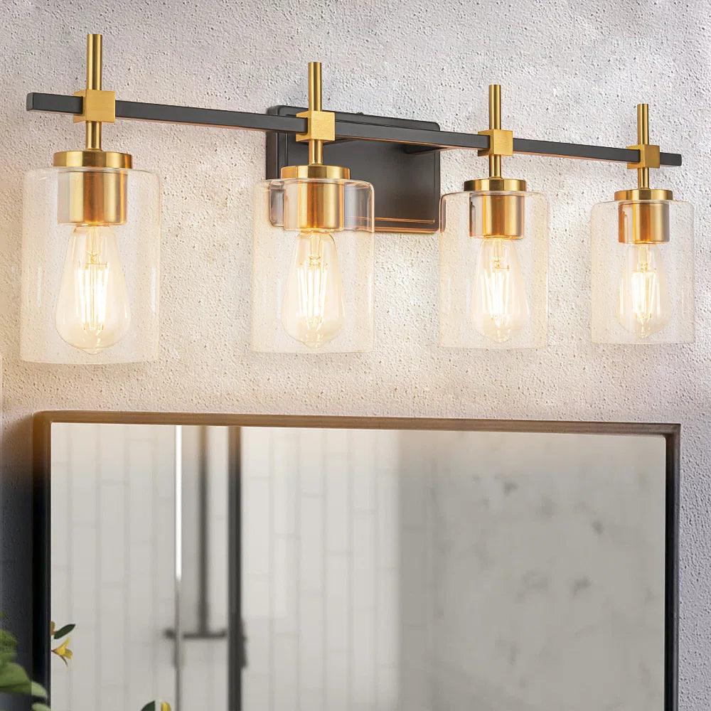 Clear Glass Jasper Modern 4-Light Bathroom Vanity Light