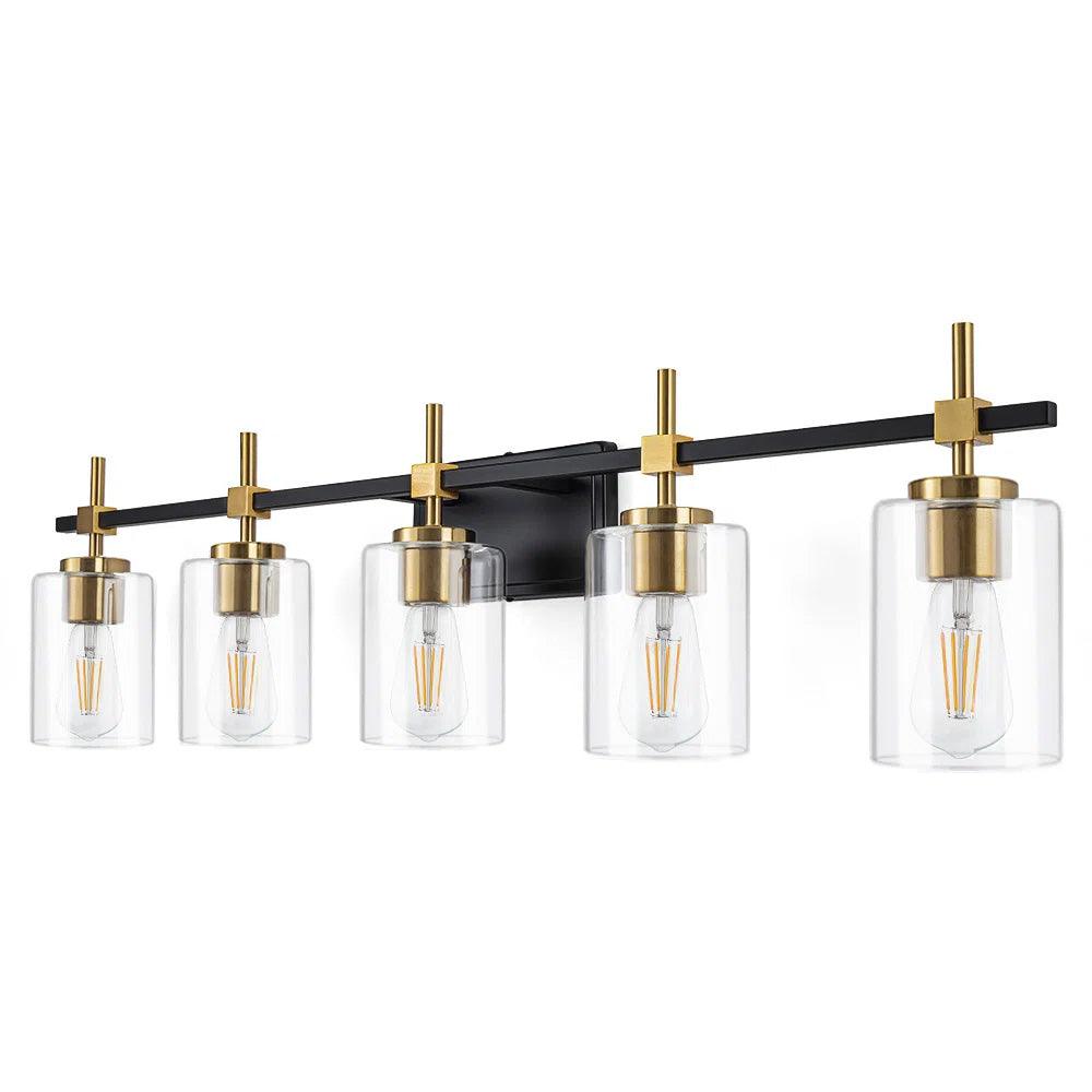 Clear Glass Jasper Modern 5-Light Bathroom Vanity Light
