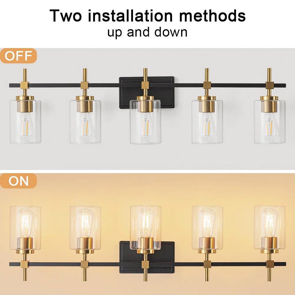 Clear Glass Jasper Modern 5-Light Bathroom Vanity Light