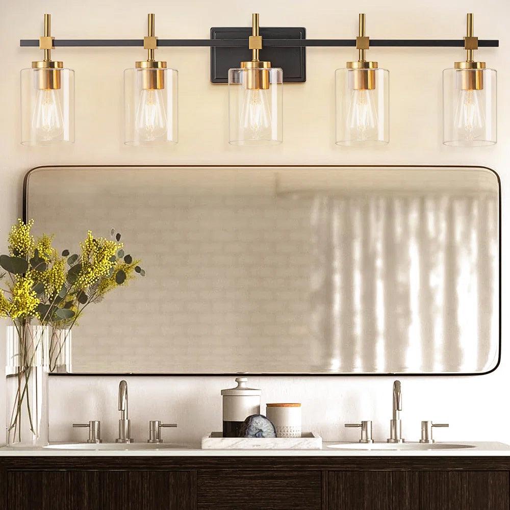 Clear Glass Jasper Modern 5-Light Bathroom Vanity Light