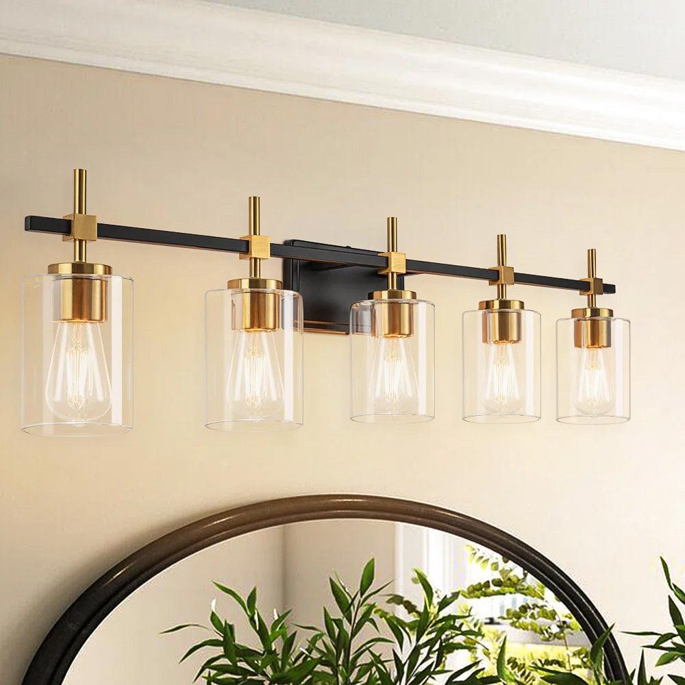 Clear Glass Jasper Modern 5-Light Bathroom Vanity Light
